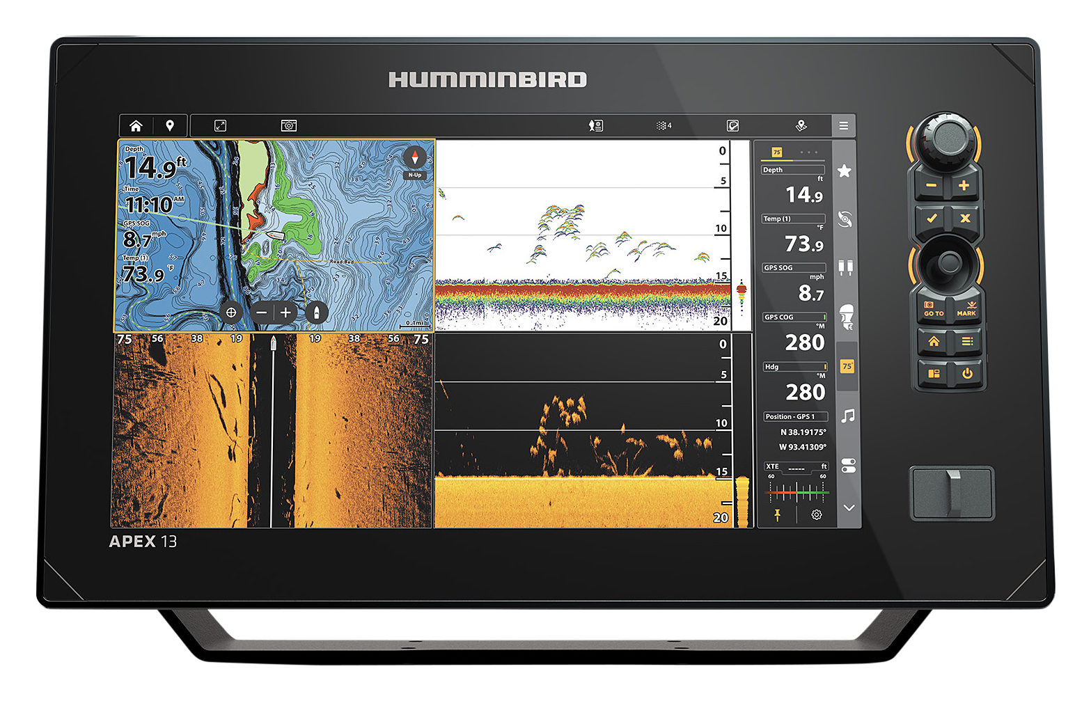 Image of "Humminbird APEX MSI+ Fish Finder/Chartplotter - 13"""