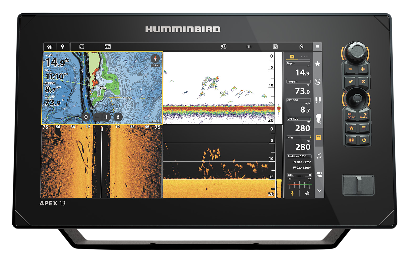 Image of "Humminbird APEX MSI+ Fish Finder/Chartplotter with Transducer - 13"""