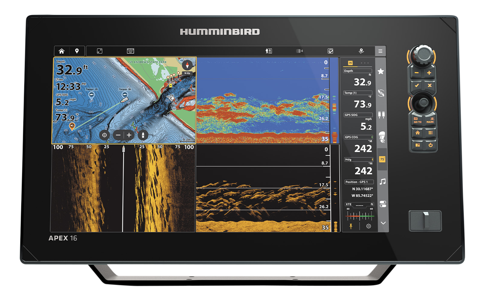 Image of "Humminbird APEX MSI+ Fish Finder/Chartplotter with Transducer - 16"""