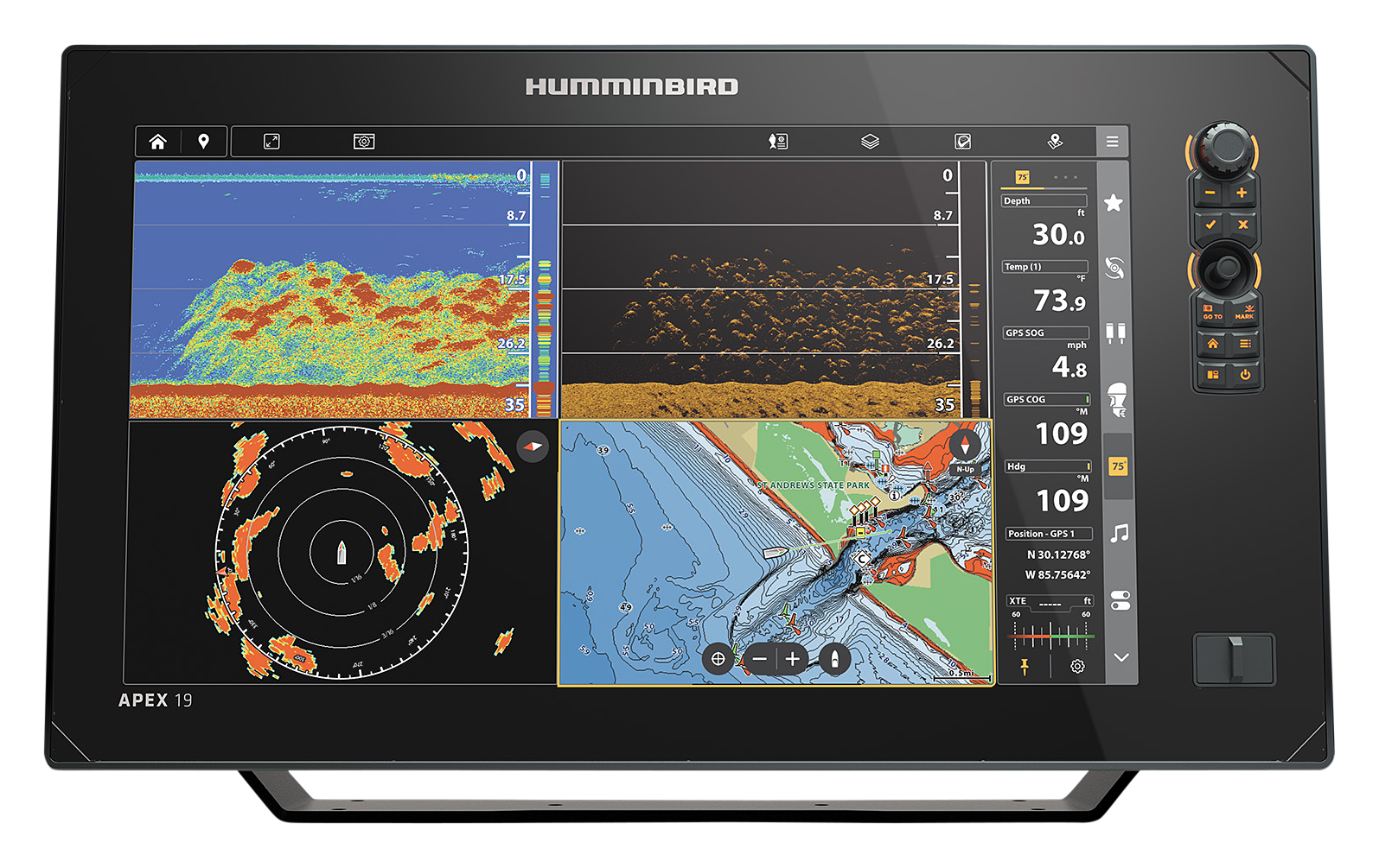 Image of "Humminbird APEX MSI+ Fish Finder/Chartplotter - 19"""