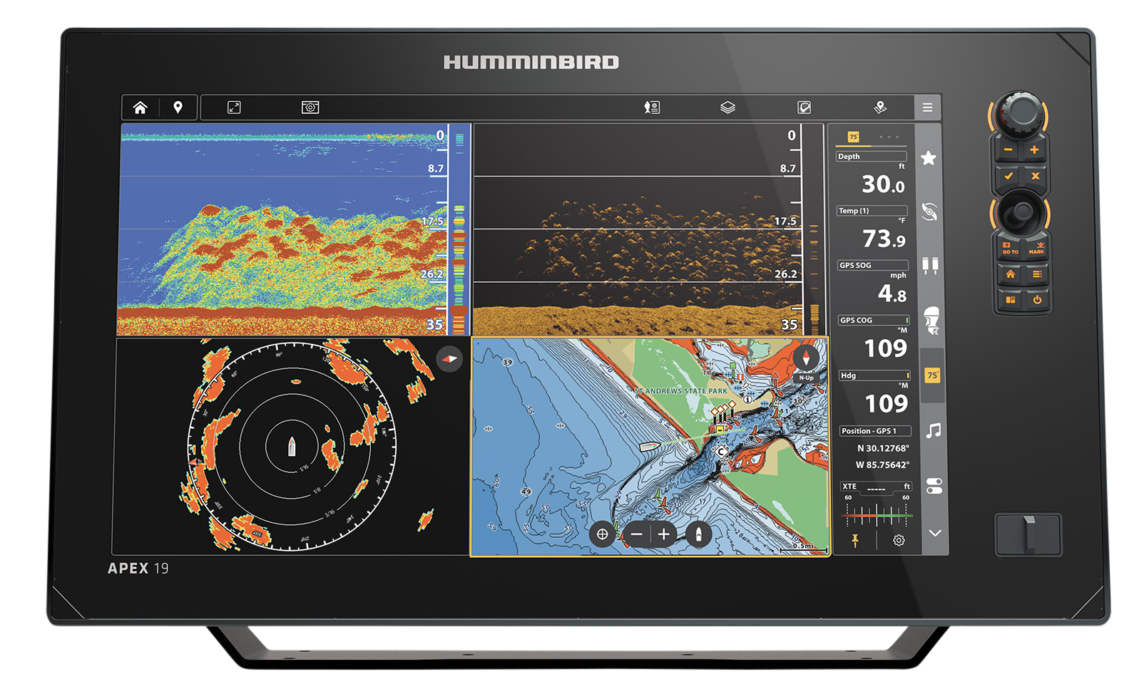Image of "Humminbird APEX MSI+ Fish Finder/Chartplotter with Transducer - 19"""