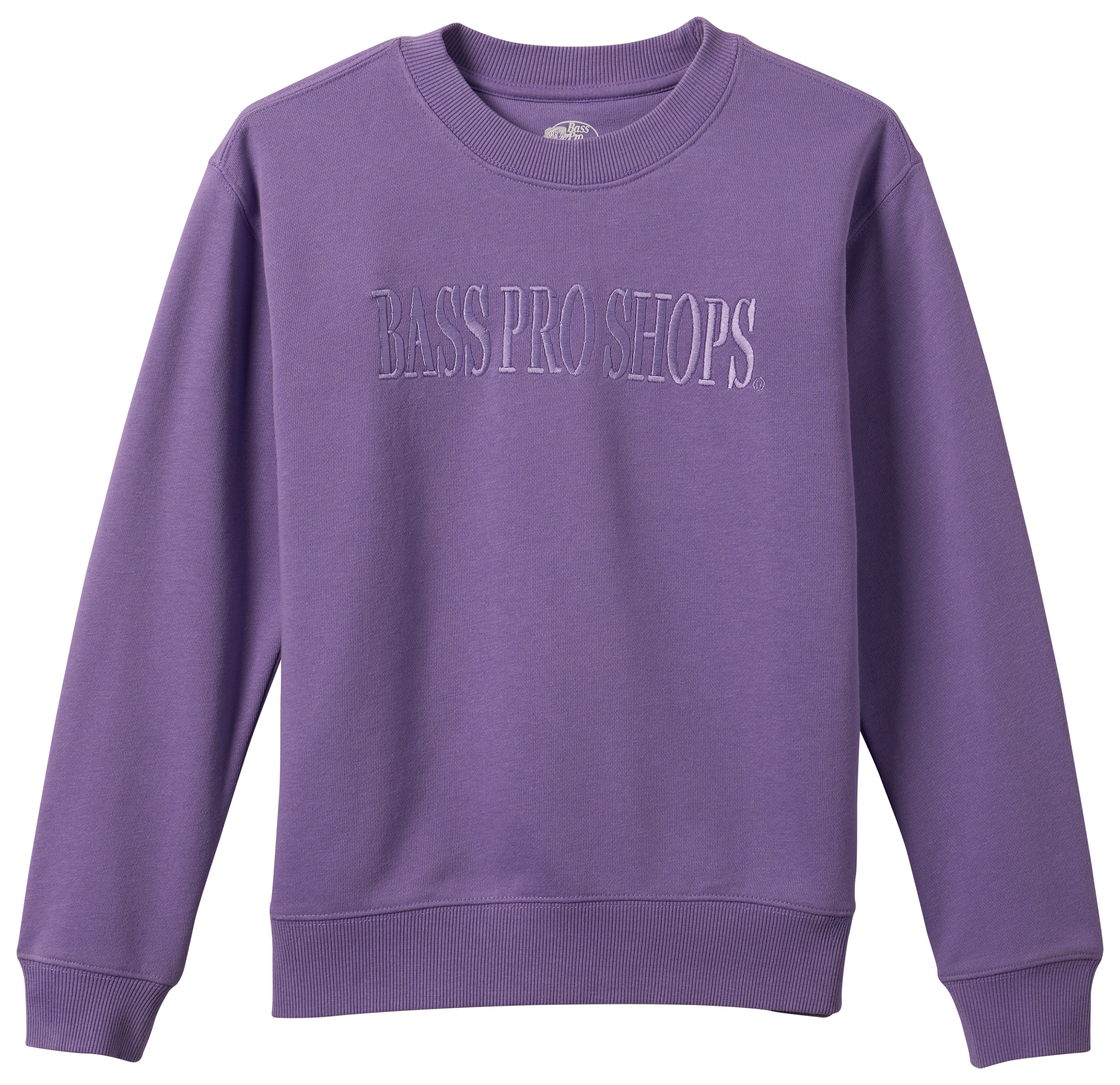 Image of Bass Pro Shops Embroidered Logo Sweatshirt for Kids - Paisley Purple