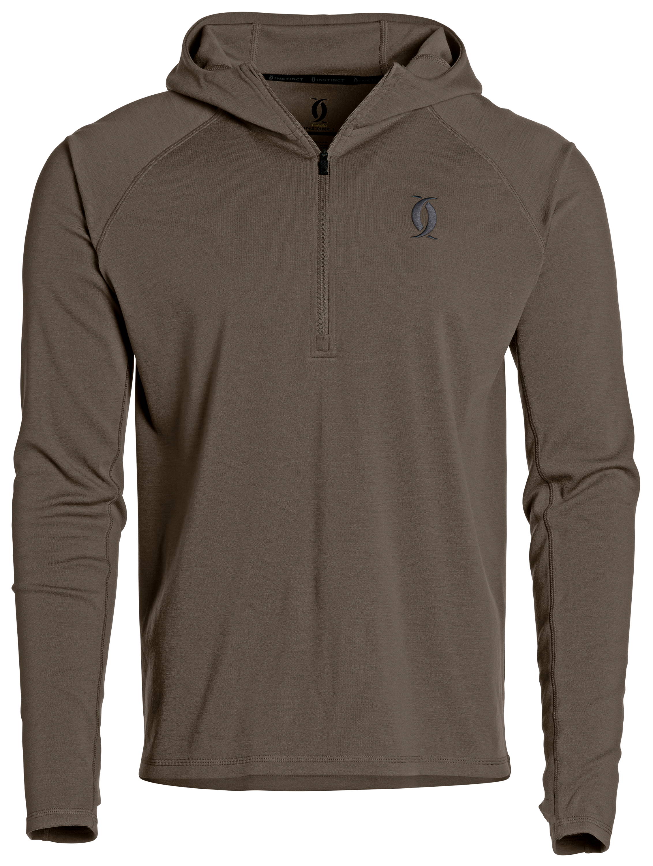 Image of Cabela's Instinct Ridge Hunter Midweight Merino Base Layer Quarter-Zip Hoodie - Major Brown