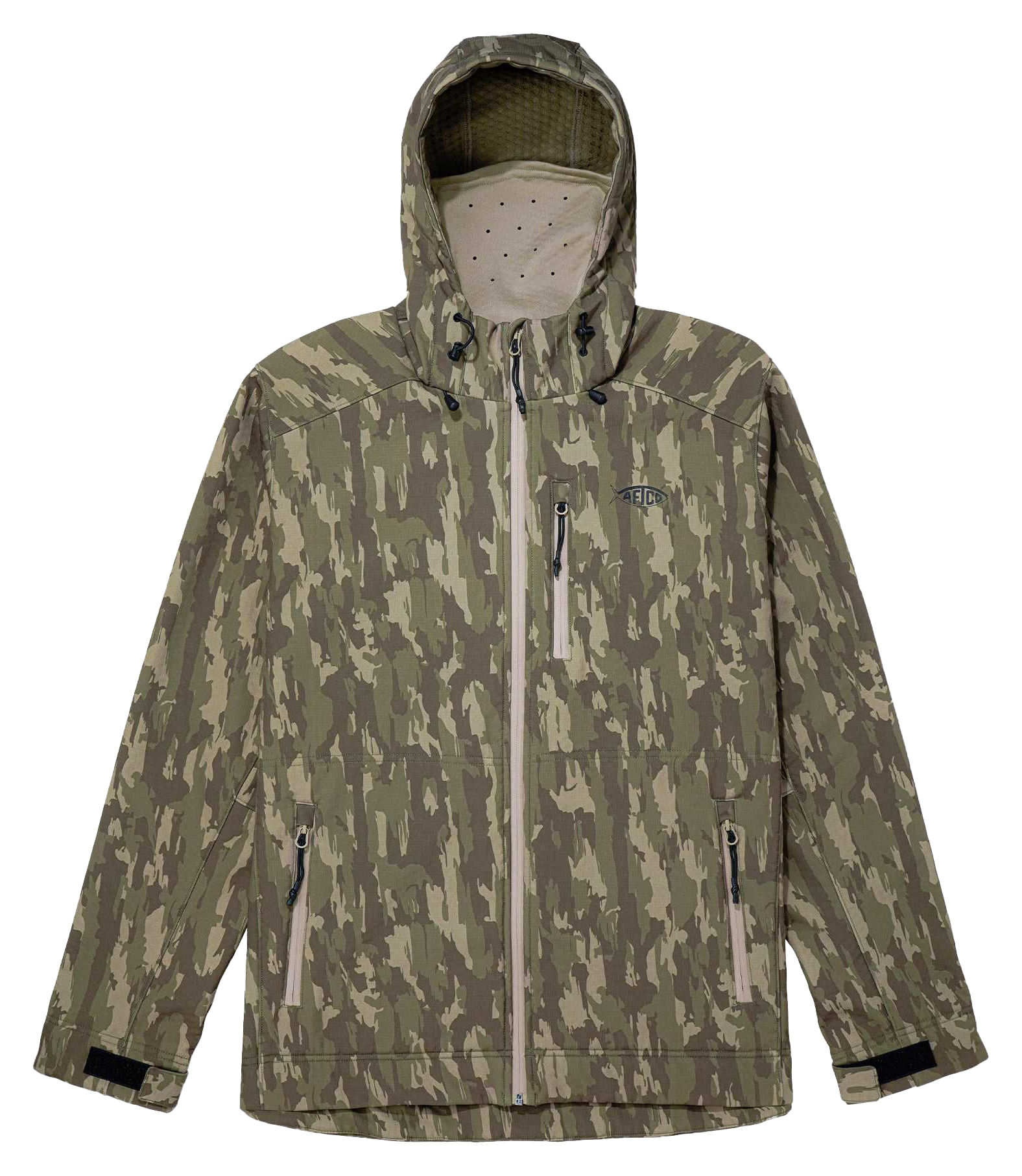 Image of AFTCO Reaper Tactical Camo Windproof Rain Jacket - Olive Current Camo - M