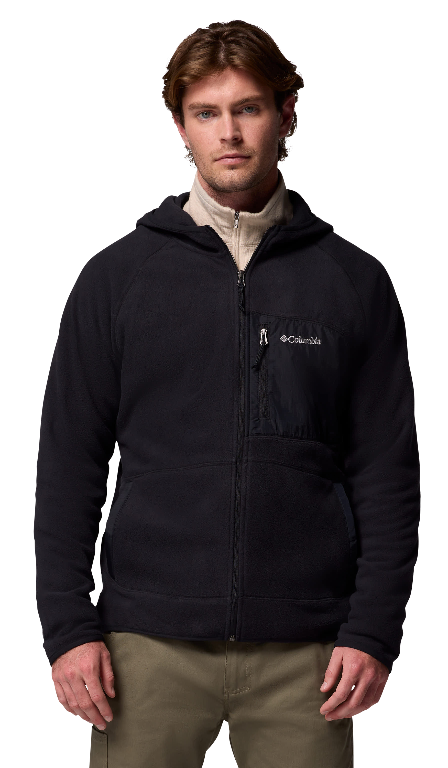 Image of Columbia Fast Trek Overlay Hooded Full-Zip Jacket - Black - L