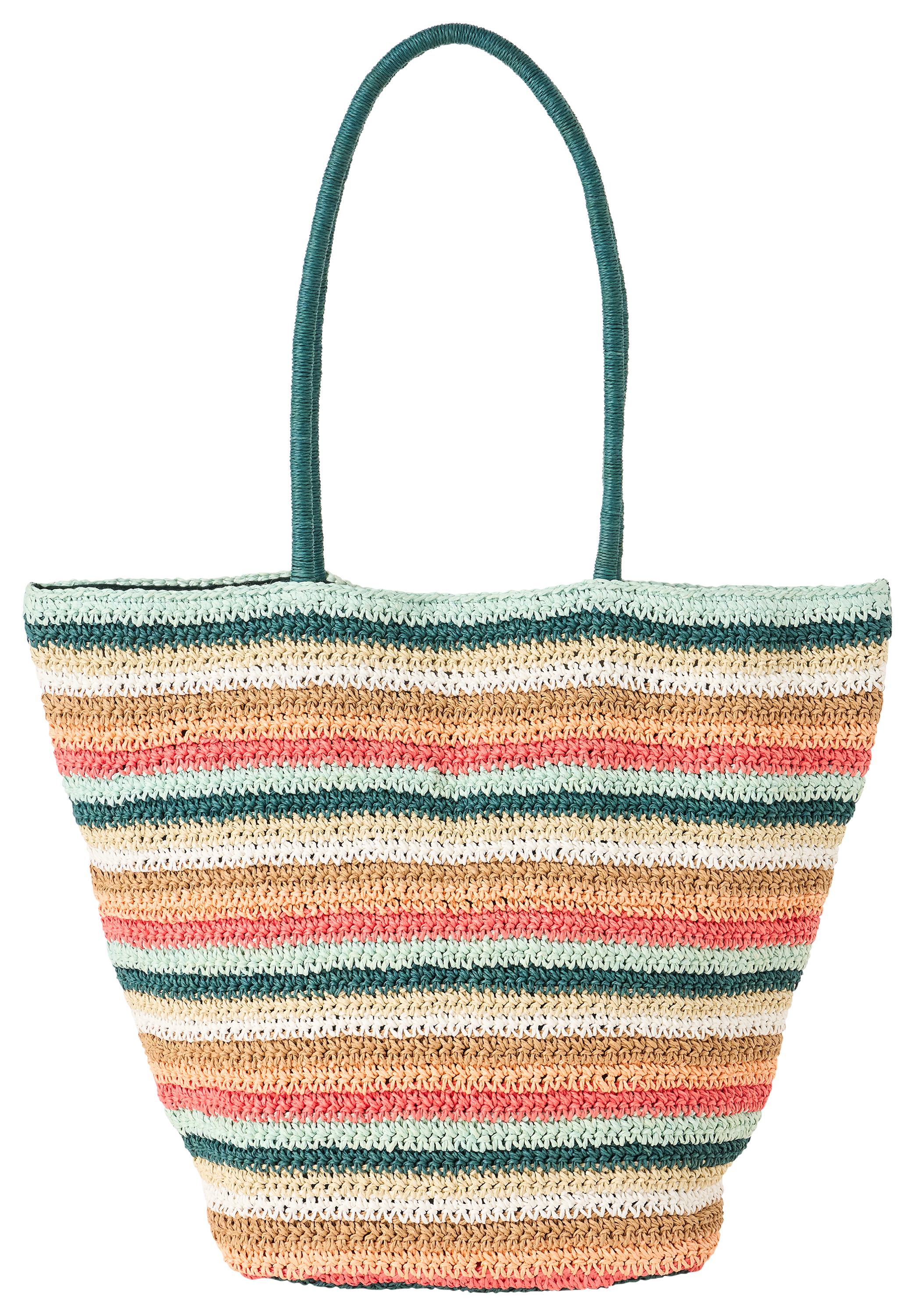 Image of Natural Reflections Cabana Stripe Straw Tote Bag