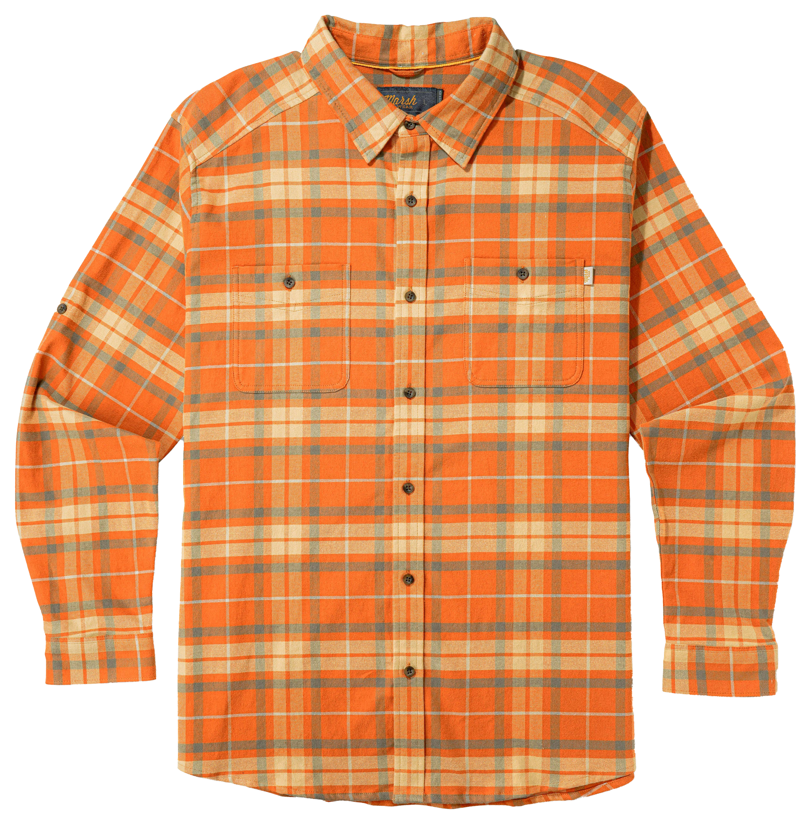 Image of Marsh Wear Westerly Flannel Long-Sleeve Button-Down Shirt - Apricot Orange