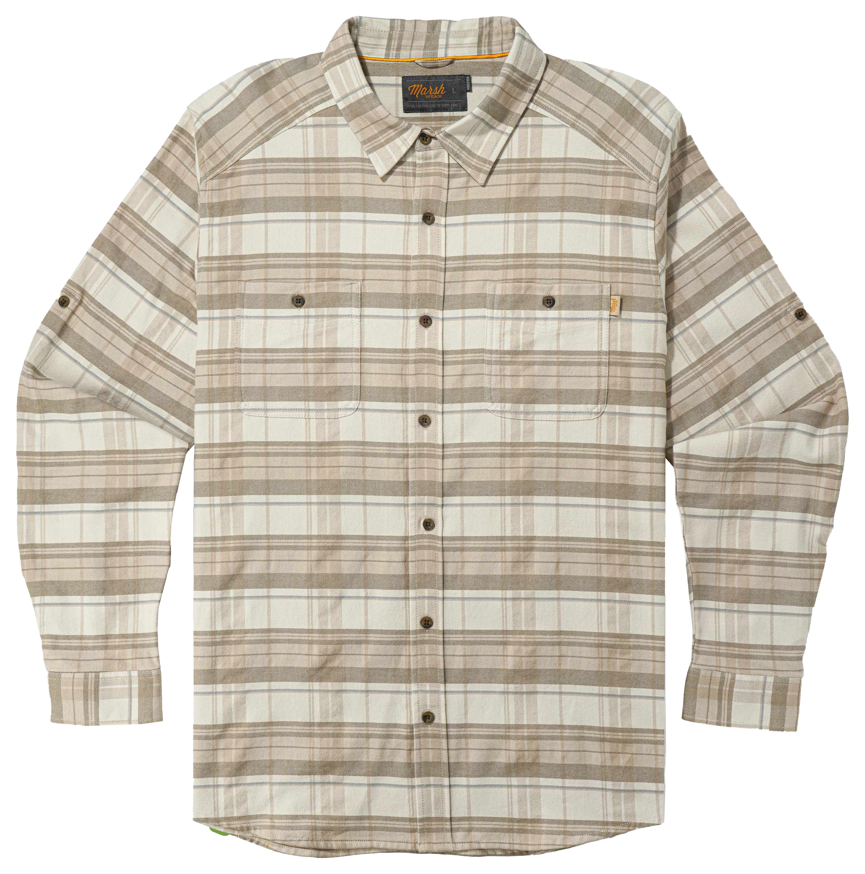 Image of Marsh Wear Westerly Flannel Long-Sleeve Button-Down Shirt - Pelican