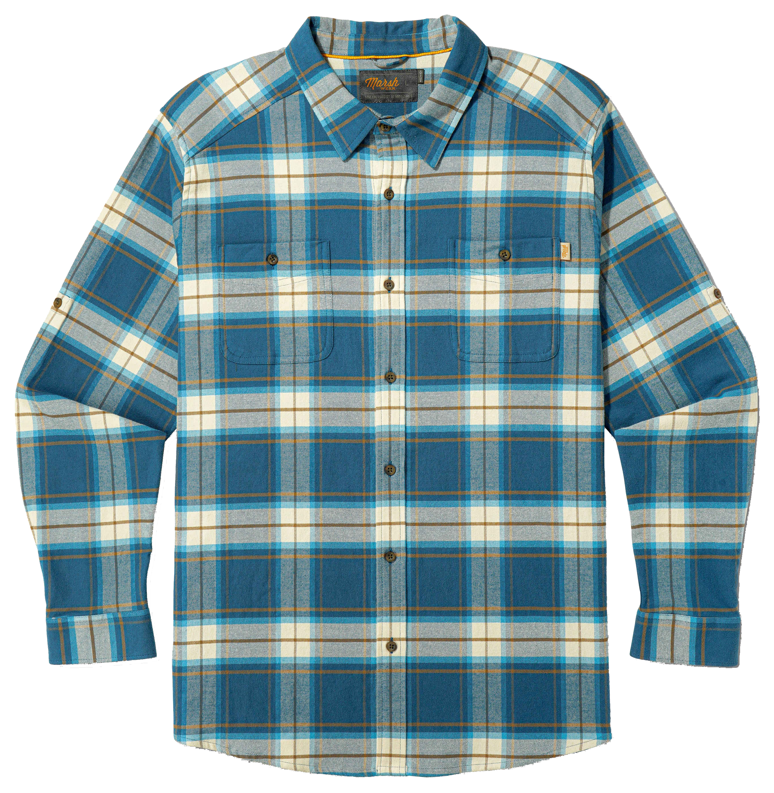 Image of Marsh Wear Westerly Flannel Long-Sleeve Button-Down Shirt - Teal