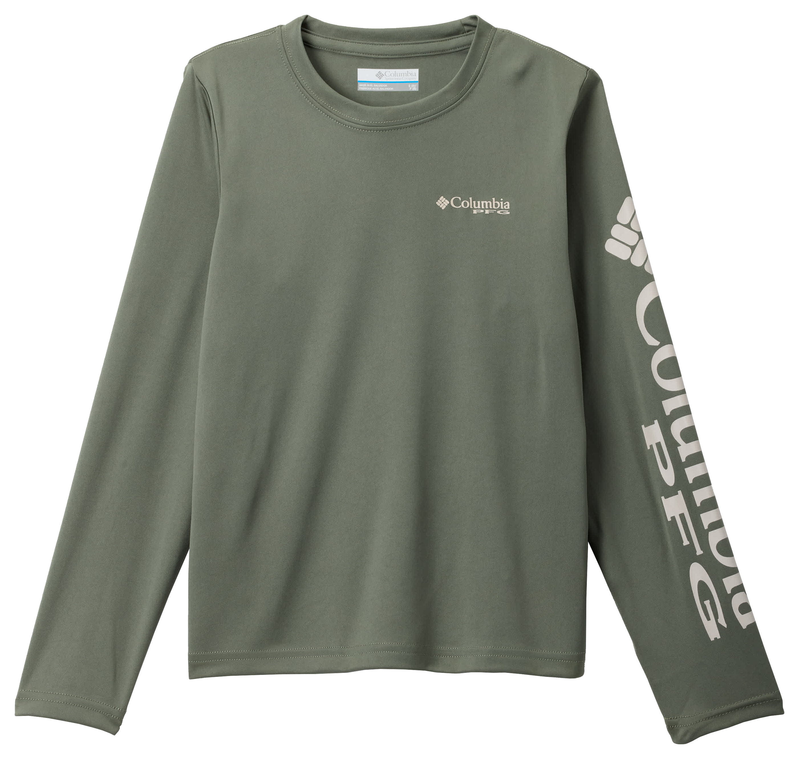 Image of Columbia PFG Terminal Tackle Long-Sleeve Shirt for Kids - Cypress/Dark Stone Logo