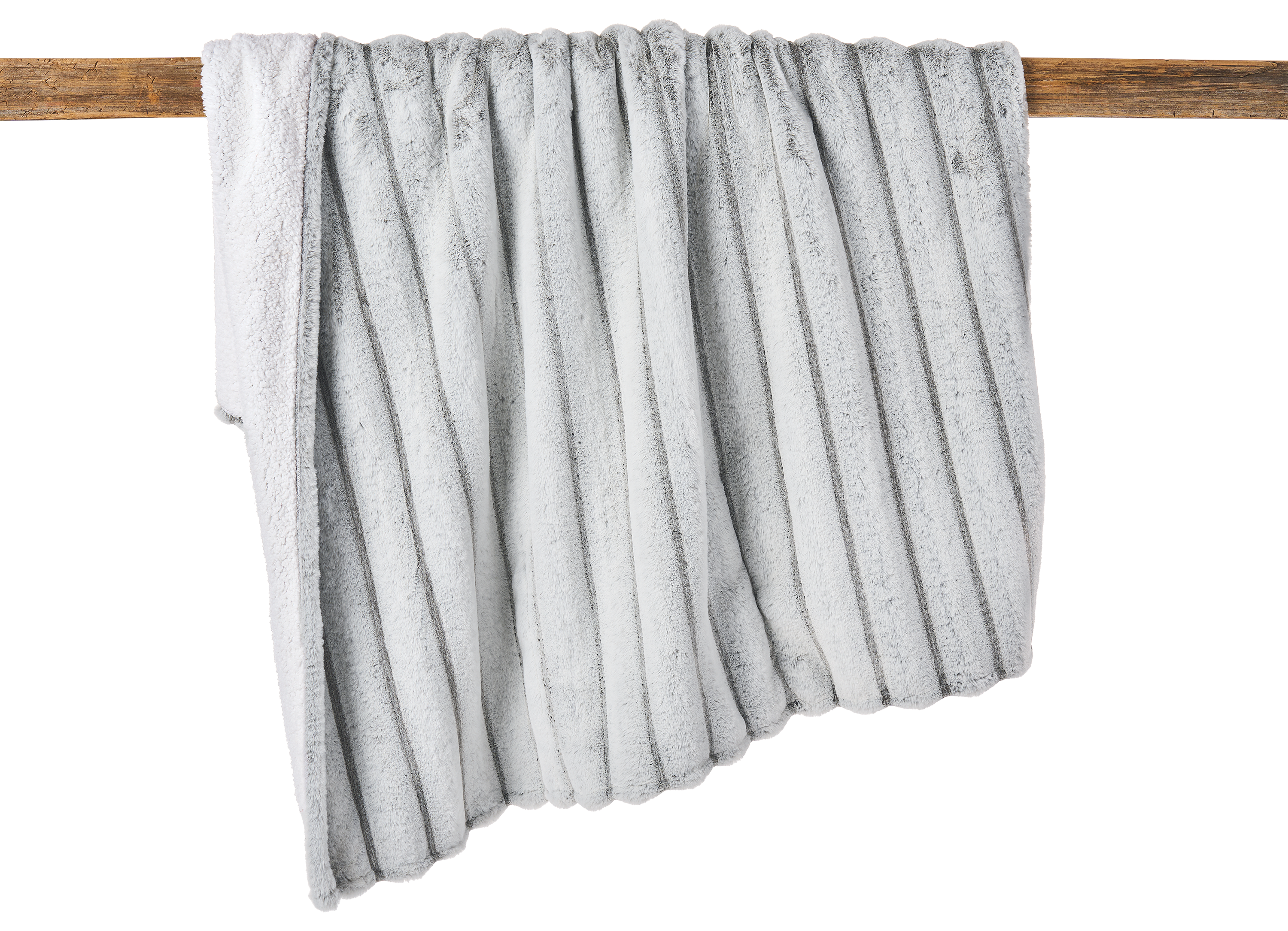 Image of White River Home Faux-Fur Foot Pocket Throw Blanket - Gray Channel