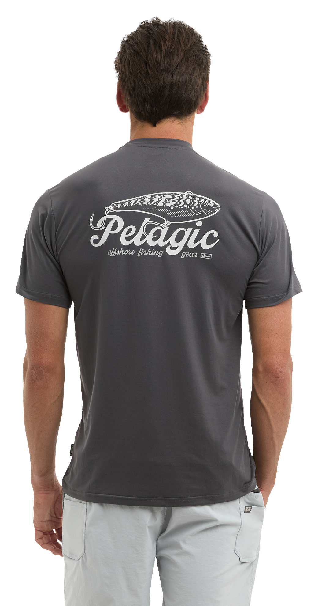 Image of Pelagic Freespool Get Hooked Graphic Short-Sleeve T-Shirt for Men - Graphite