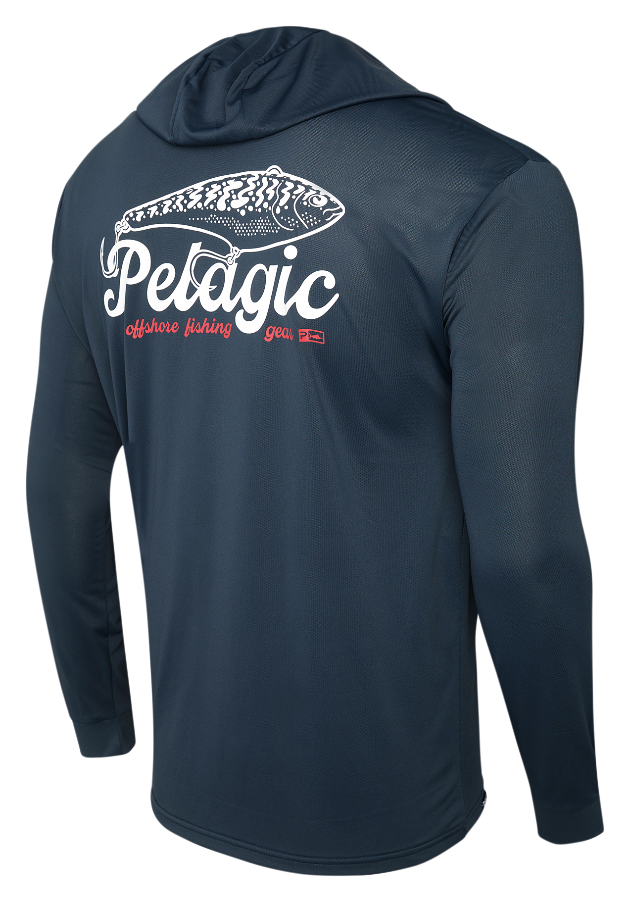 Image of Pelagic Aquatek Hook 'Em Hooded Long-Sleeve Shirt - Dark Navy