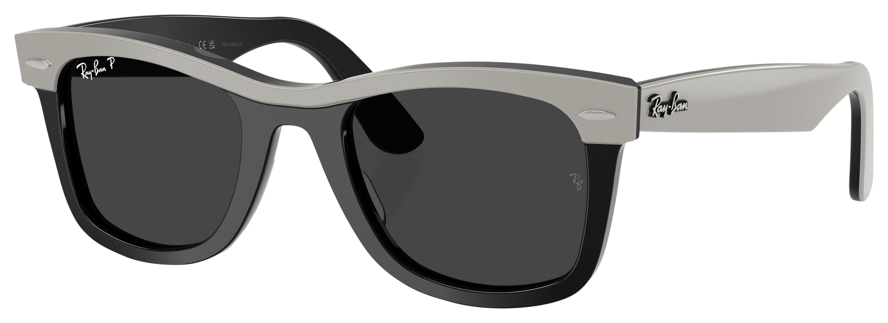 Image of Ray-Ban Wayfarer Street Neat RB2240 Glass Polarized Sunglasses - Polished Gray on Black/Black Classic - Medium