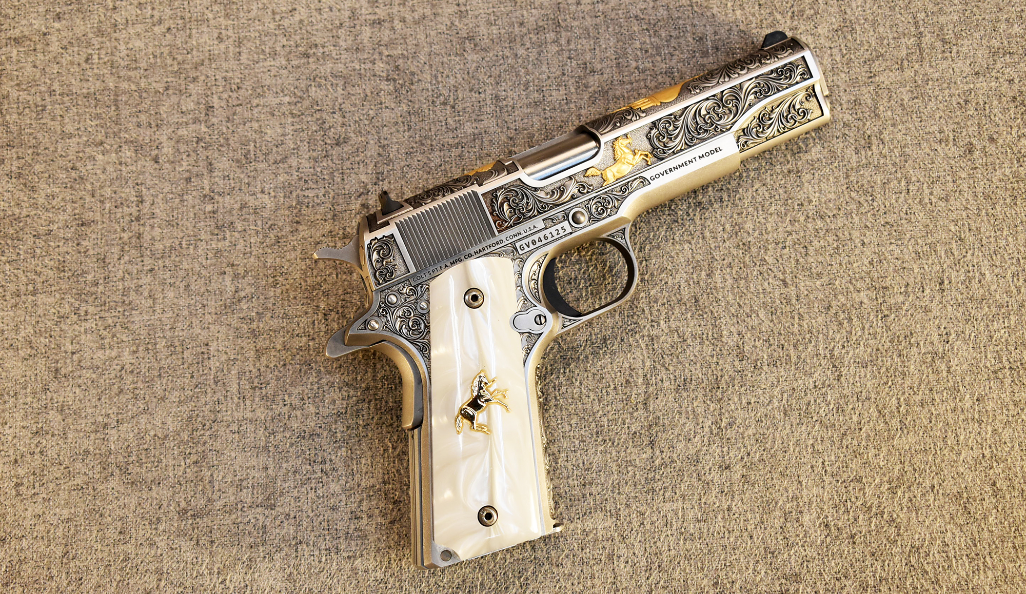 Image of Colt ~ Government Model ~ .38 Super ~ Engraved