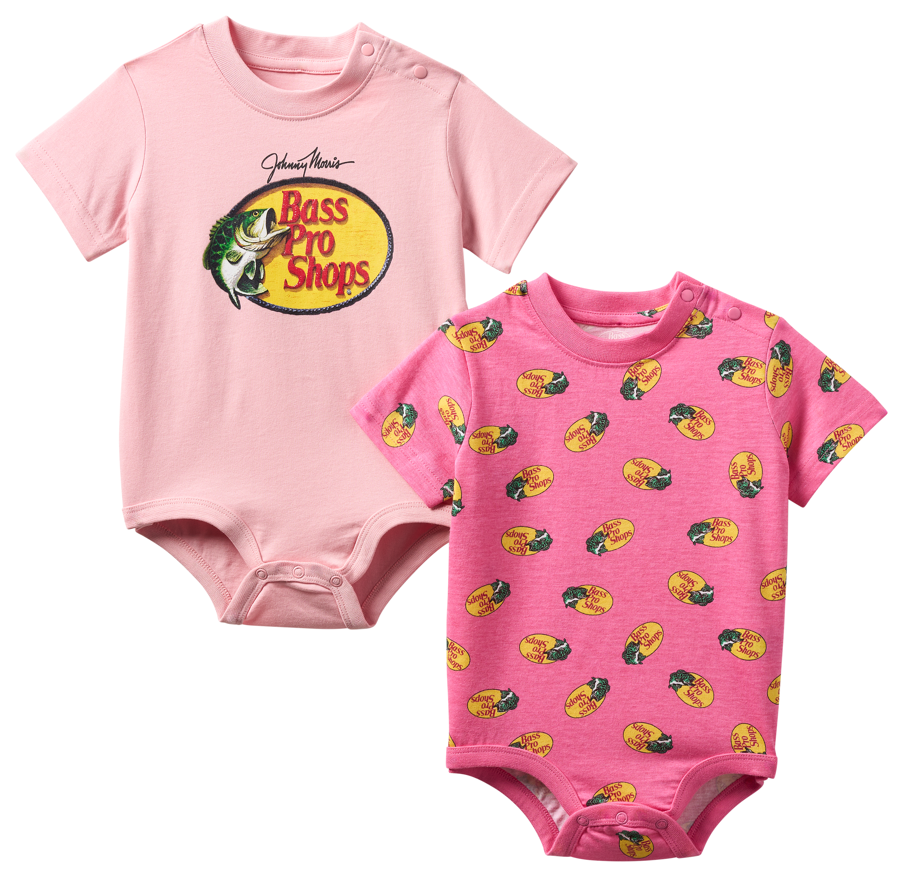 Image of Bass Pro Shops Logo Bodysuit for Babies 2-Piece Set - Coral/Sachet
