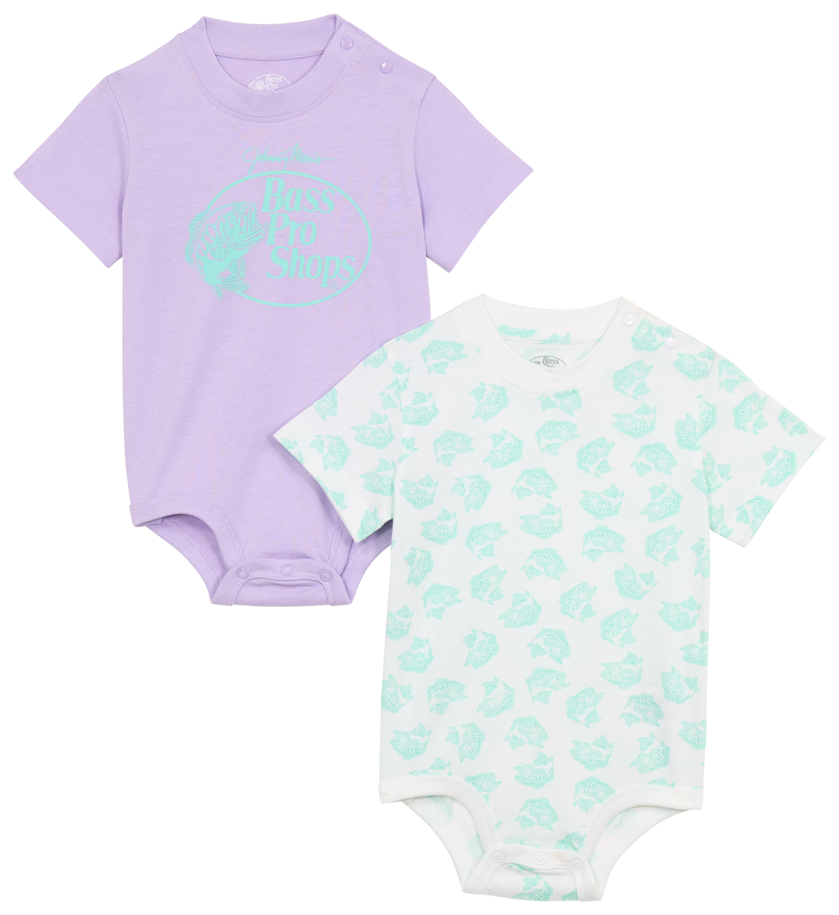 Image of Bass Pro Shops Logo Bodysuit for Babies 2-Piece Set - Lilac/Whisper White
