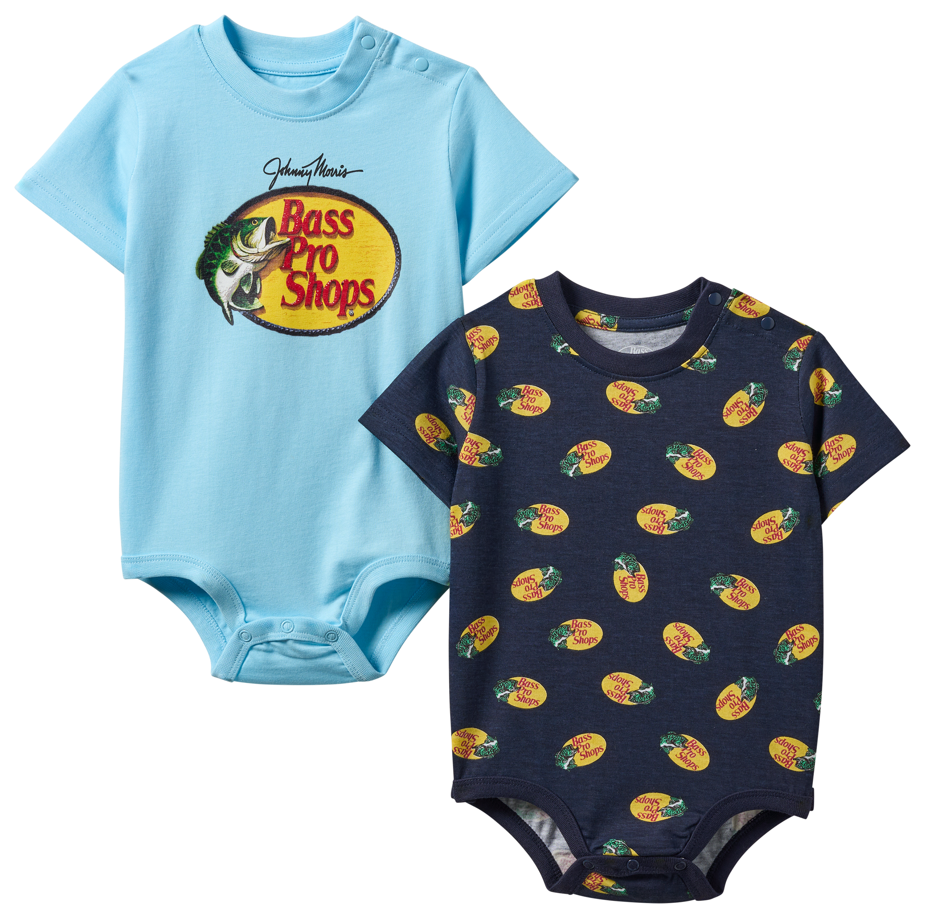 Image of Bass Pro Shops Logo Bodysuit for Babies 2-Piece Set - Sky/Dress Blue