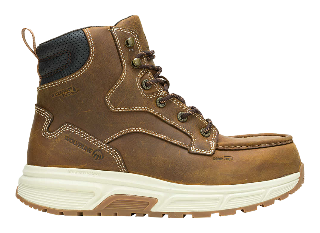 Image of Wolverine Ride EnergyBound Performance Wedge Composite-Toe Work Boots for Men - Cashew - 10.5M