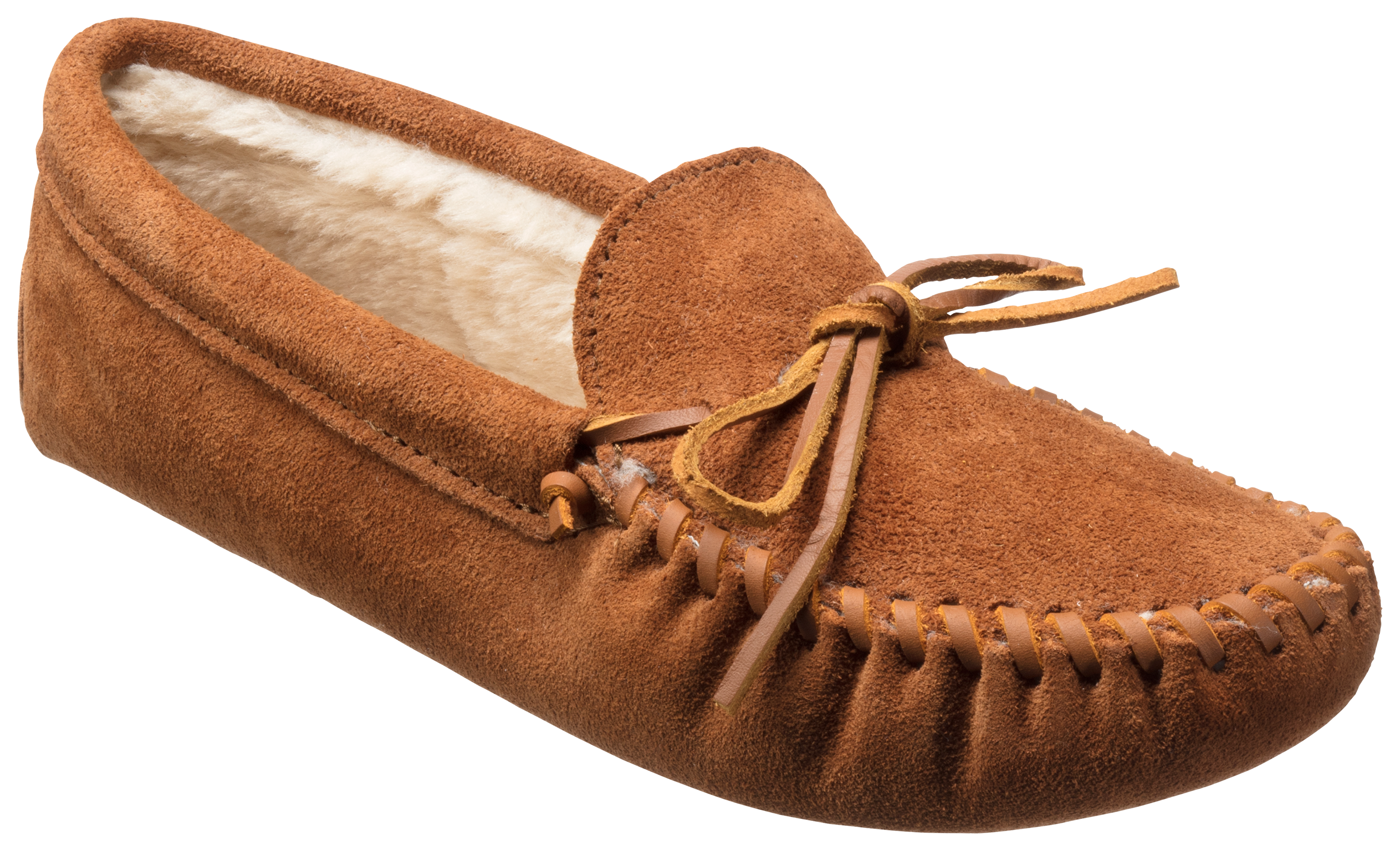 Image of Minnetonka Moccasin Pile Lined Softsole Moccasins for Men - Brown