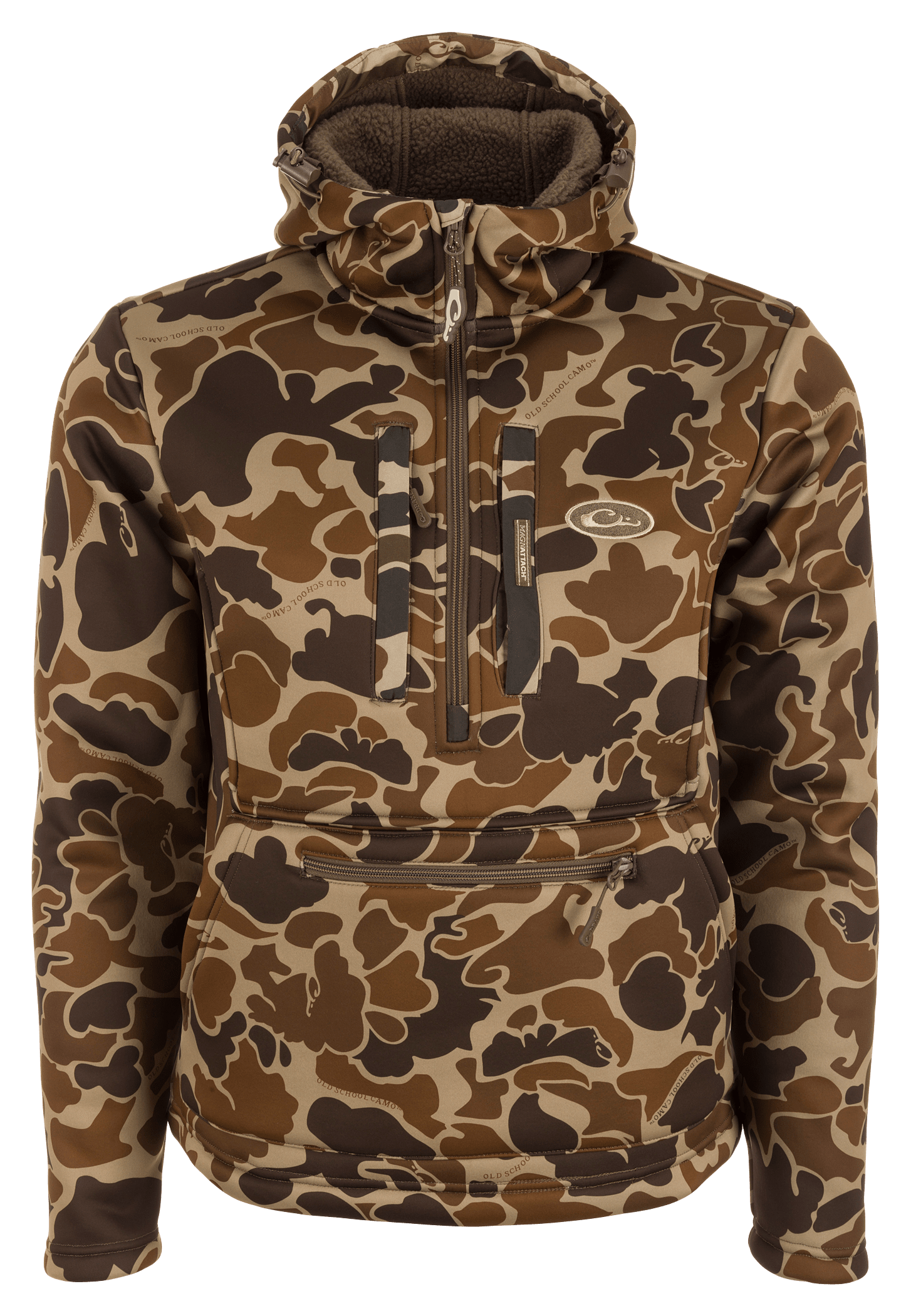 Image of Drake Waterfowl Ultimate Wader Quarter-Zip Hoodie for Men - Old School Camo - XXXL