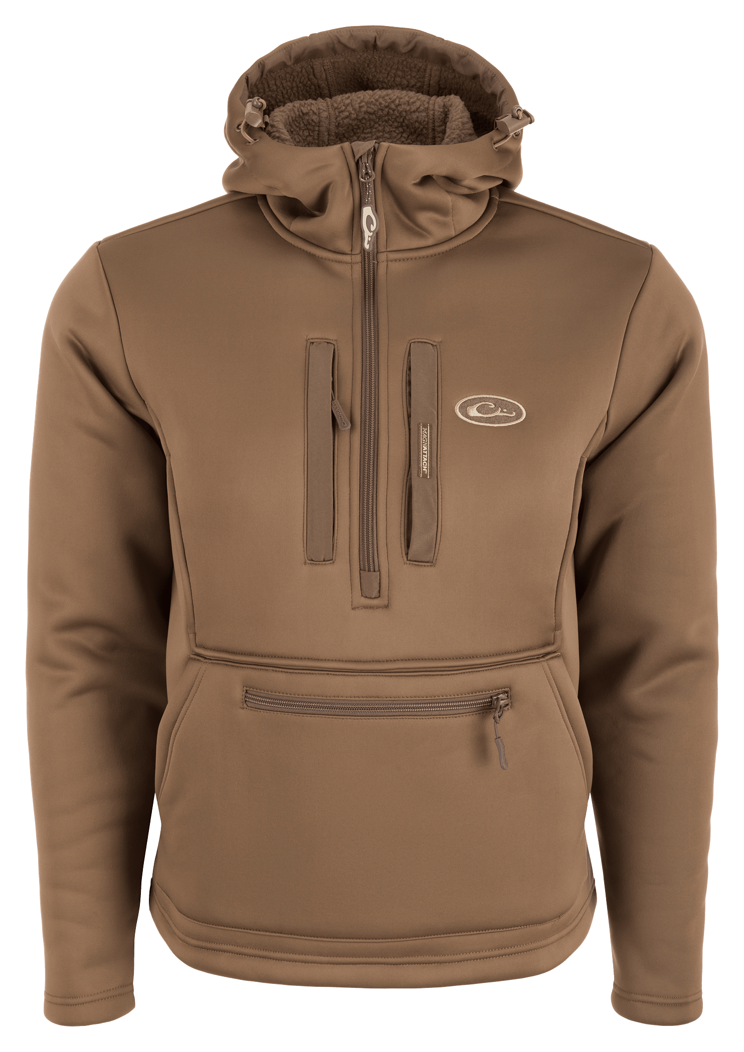 Image of Drake Waterfowl Ultimate Wader Quarter-Zip Hoodie for Men - Brown - XXXL
