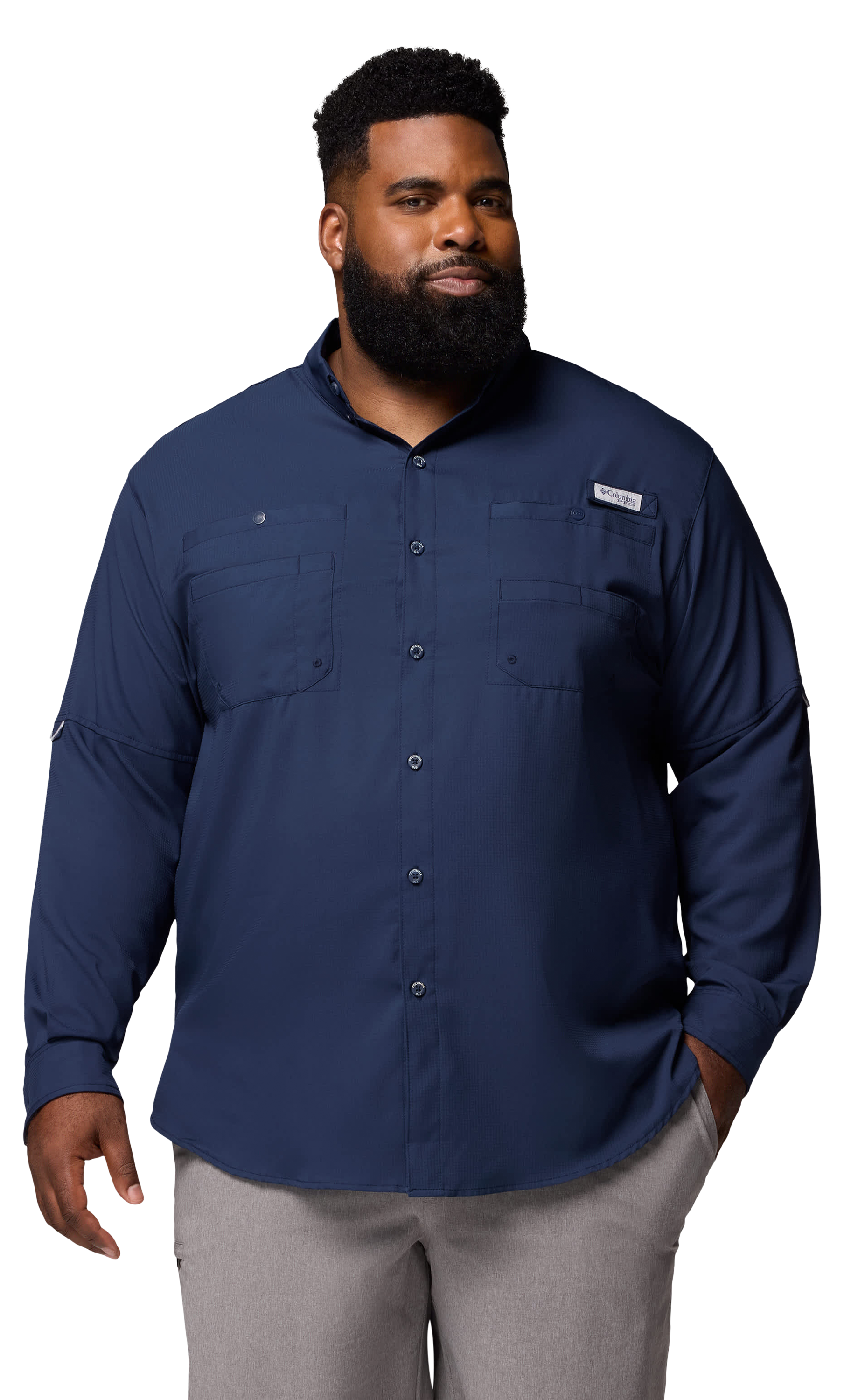 Image of Columbia Tamiami II Long-Sleeve Button-Down Shirt - Collegiate Navy