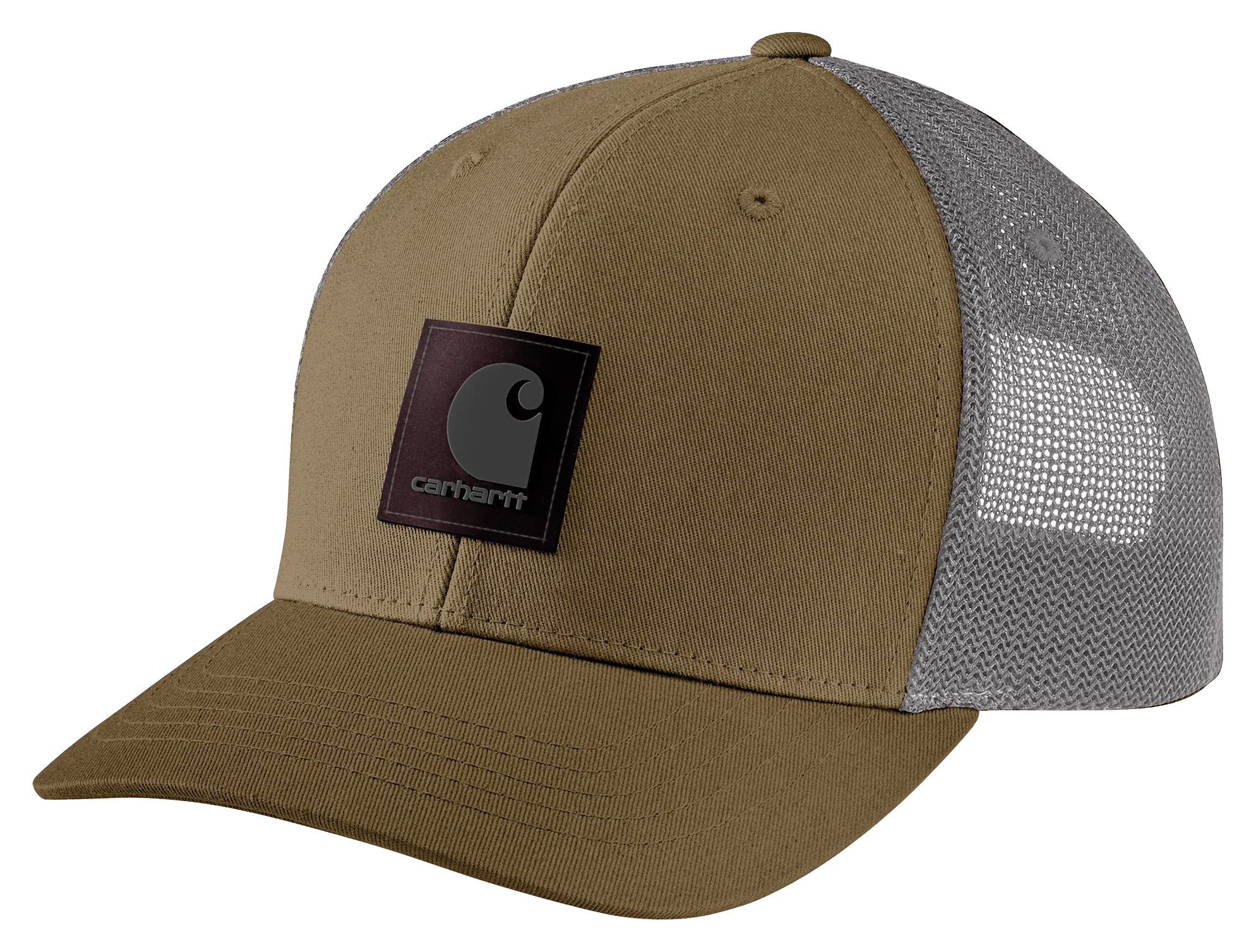 Image of Carhartt Rugged Flex Twill Logo Patch Mesh-Back Cap - Dark Khaki
