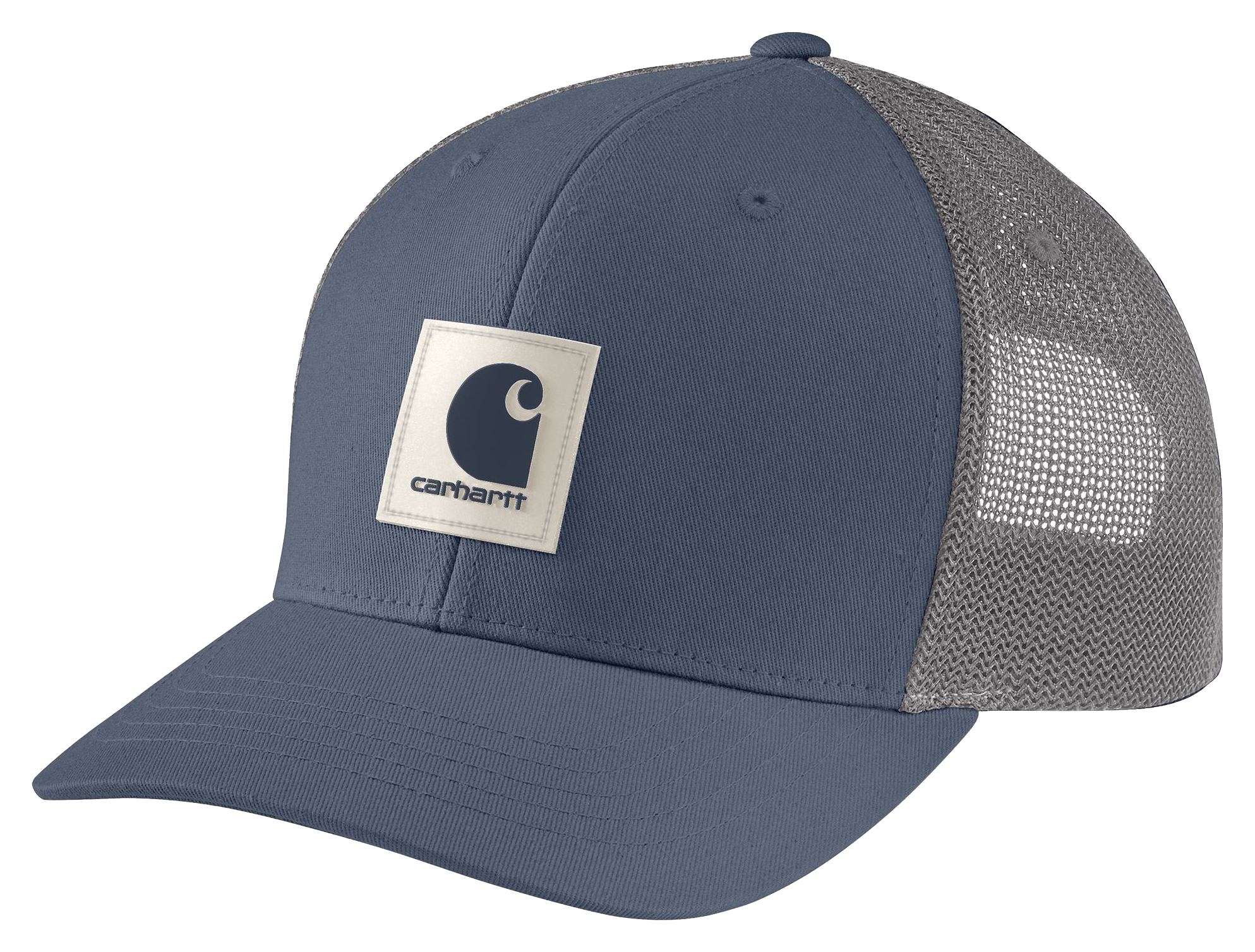 Image of Carhartt Rugged Flex Twill Logo Patch Mesh-Back Cap - Bluestone