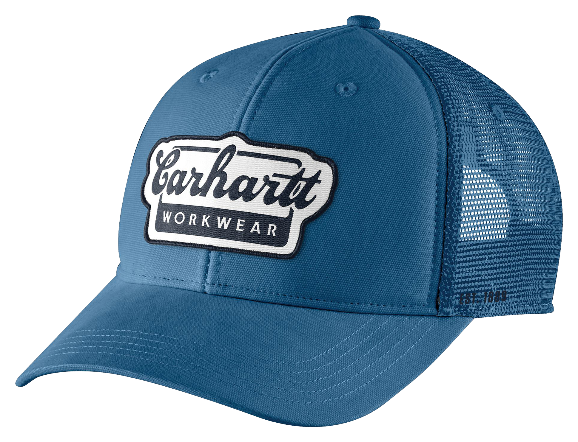Image of Carhartt Rugged Flex Twill Mesh-Back Script Patch Cap - Dark Horizon Blue