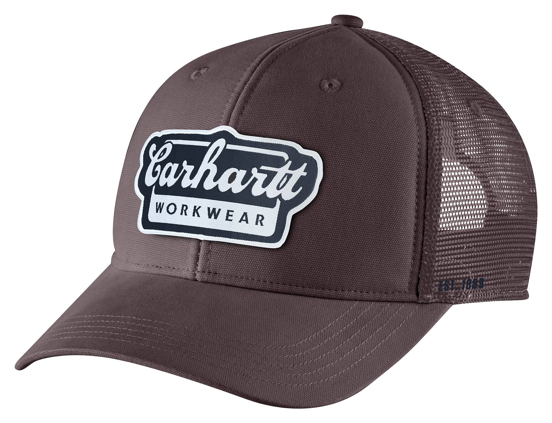 Image of Carhartt Rugged Flex Twill Mesh-Back Script Patch Cap - Dark Sepia