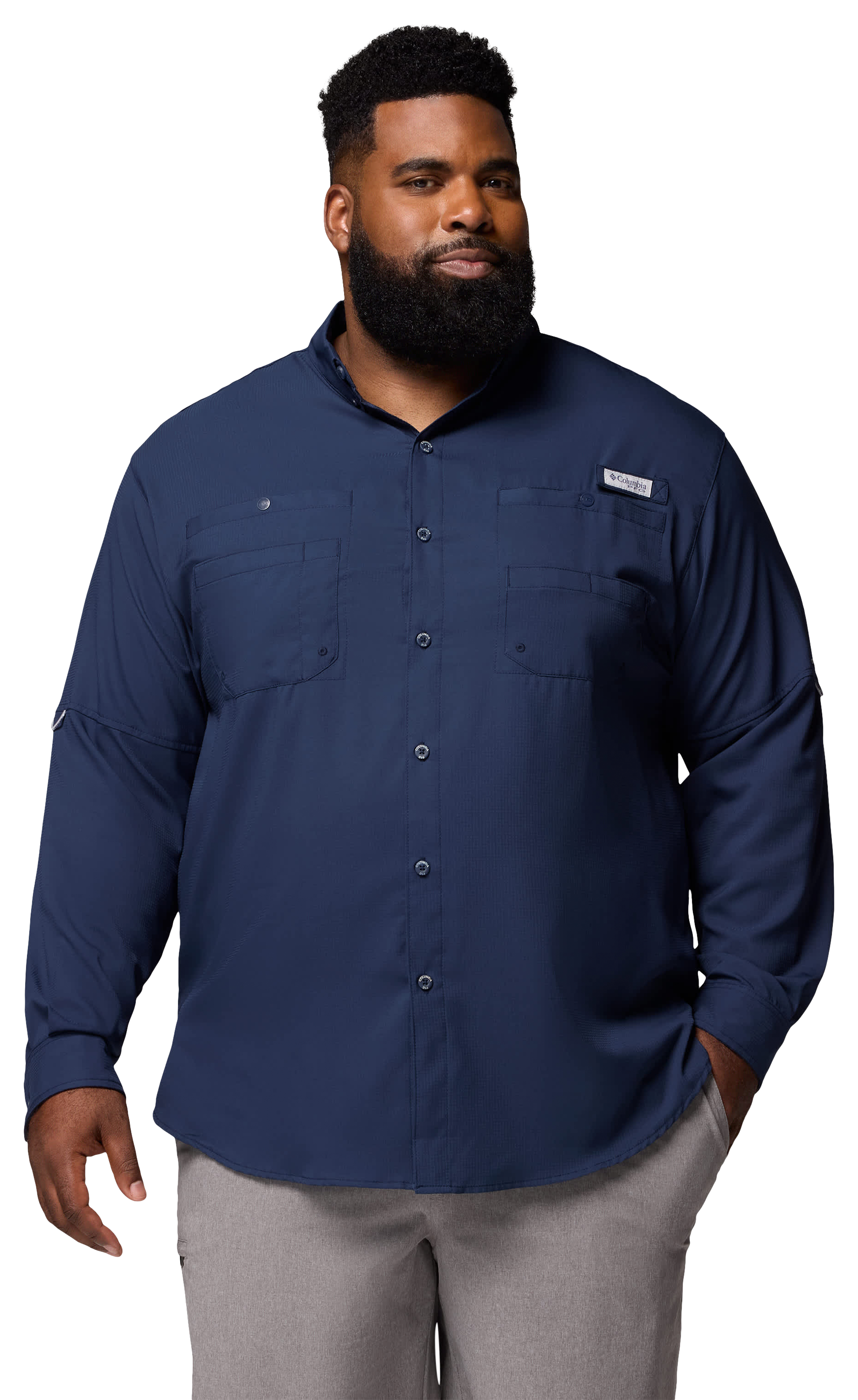 Image of Columbia Tamiami II Long-Sleeve Button-Down Shirt - Collegiate Navy