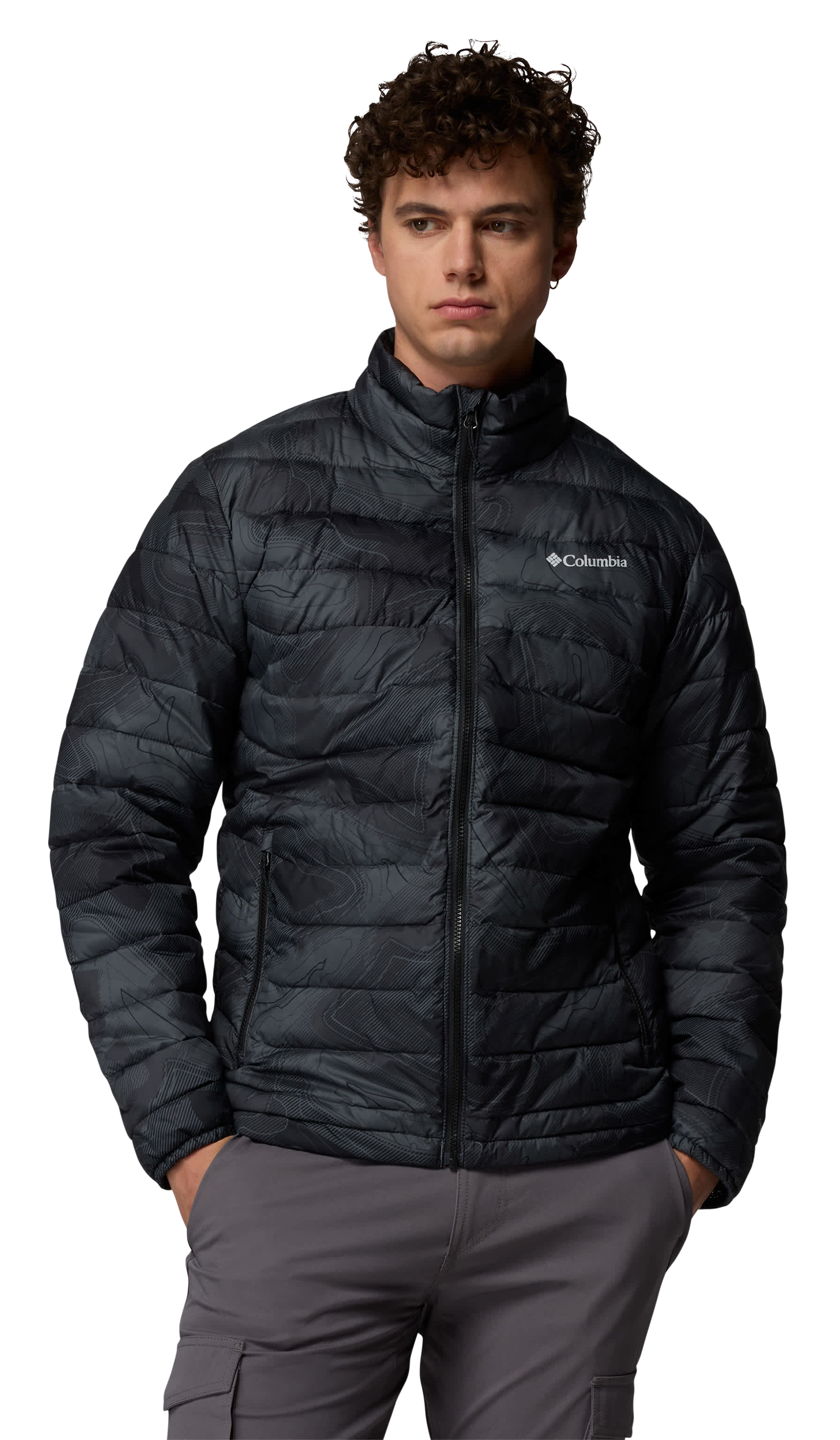 Image of Columbia Powder Lite II Printed Jacket - Black Topolines Print - L