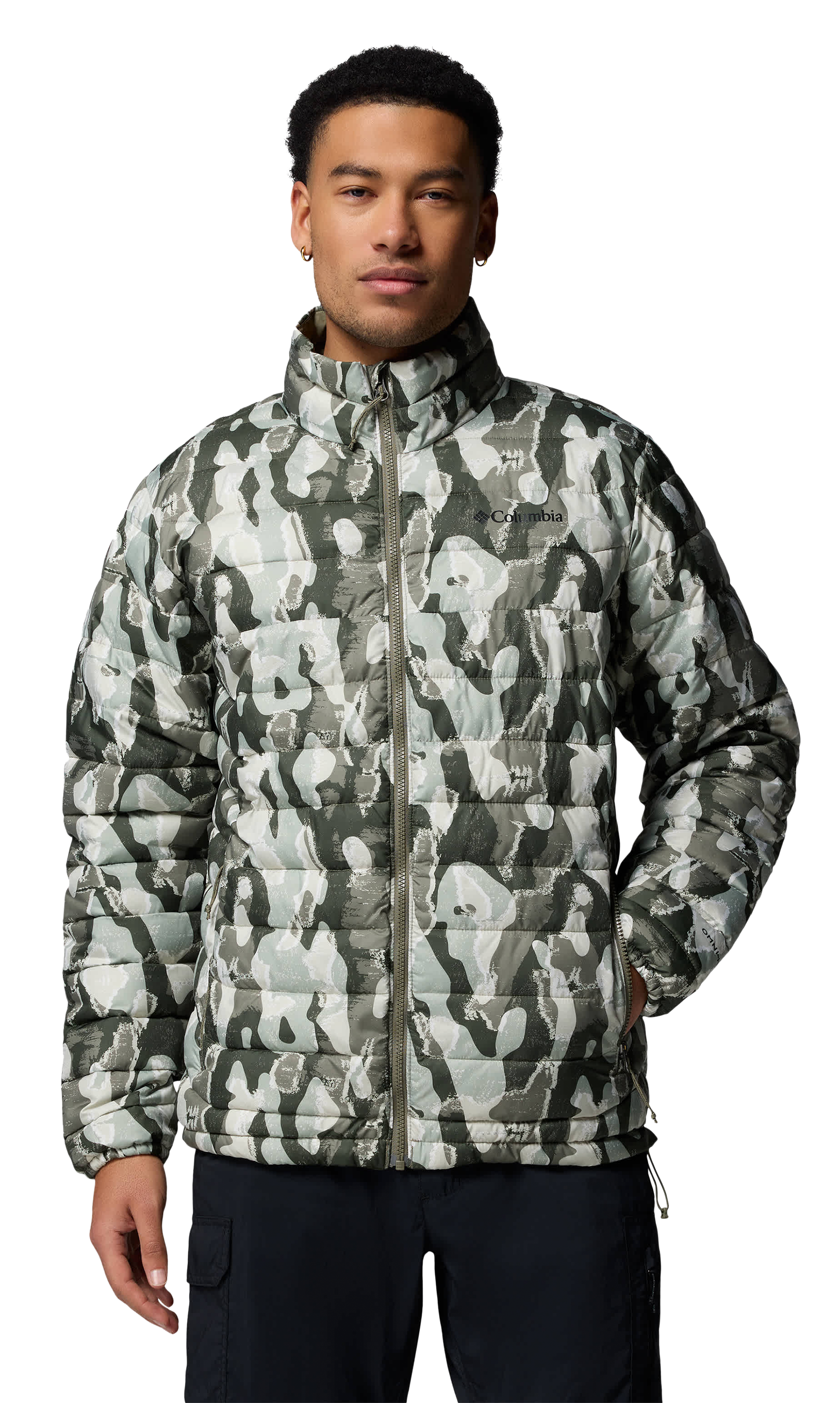 Image of Columbia Powder Lite II Printed Jacket - Stone Green Treebark Print - S