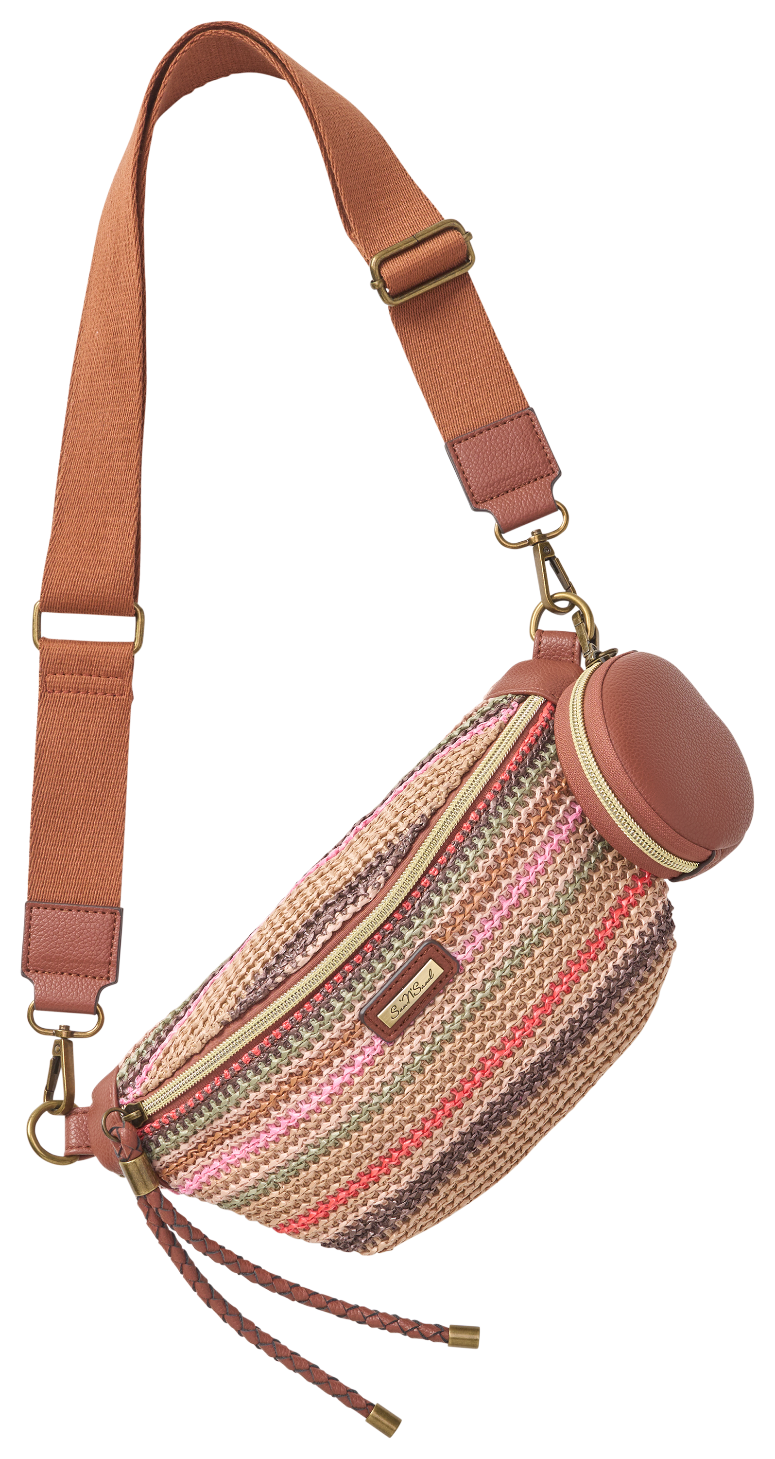 SUN 'N' SAND Striped Straw Belt Bag