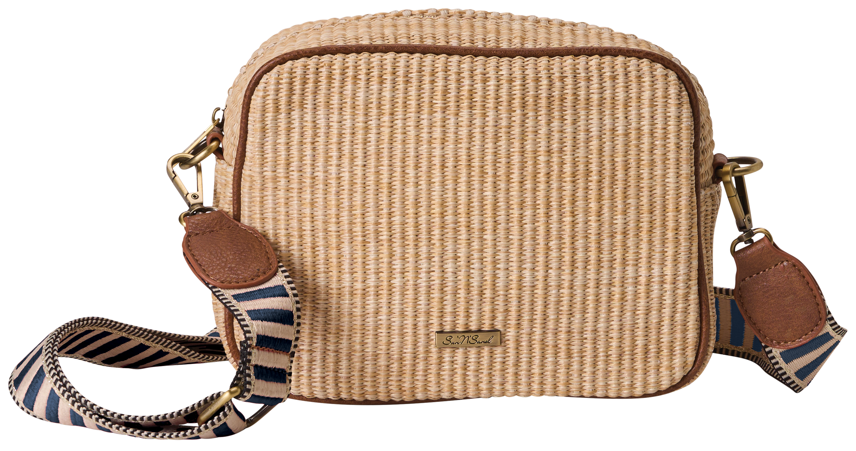 SUN 'N' SAND Straw Camera Crossbody Bag