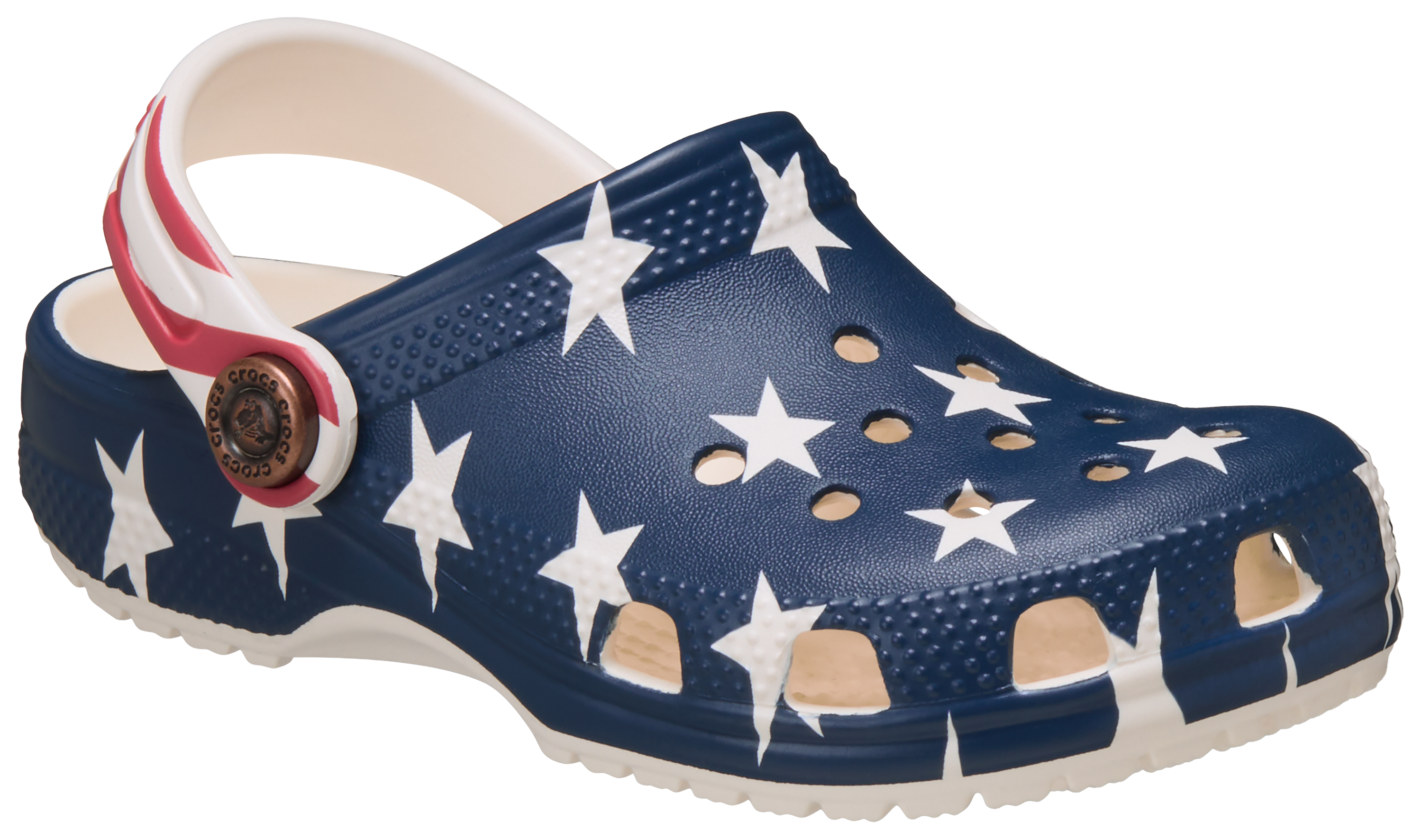 Image of Crocs Classic American Flag Clogs for Kids - Red/White/Blue