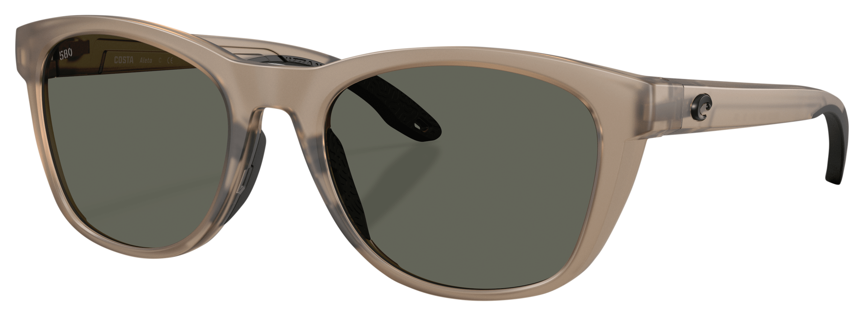 Image of Costa Del Mar Aleta 580G Glass Polarized Sunglasses for Ladies - Matte Transparent Brown Smoke/Gray - Large