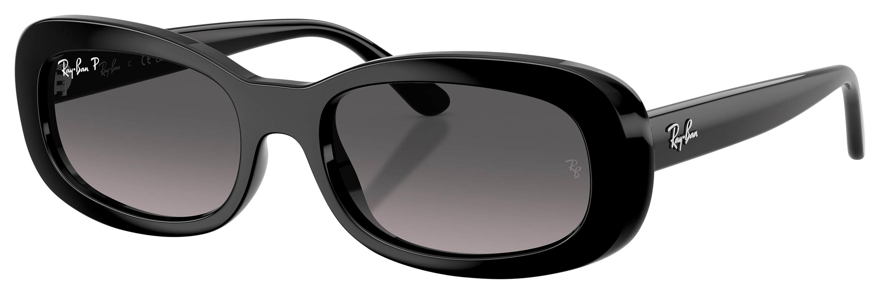 Image of Ray-Ban RB2221 Gradient Glass Polarized Sunglasses for Ladies - Polished Black/Gray Gradient - Medium