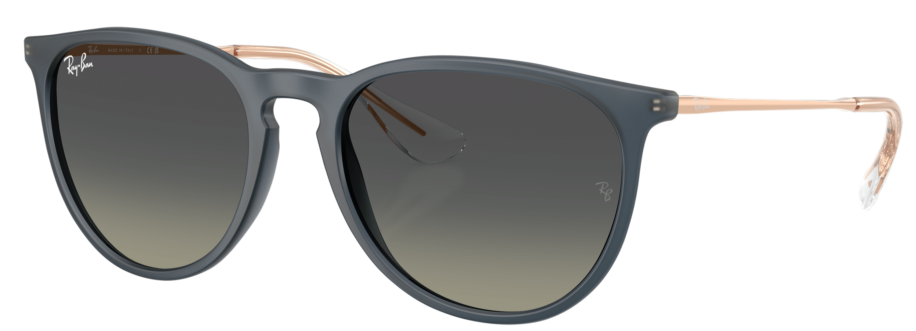 Image of Ray-Ban Erika Classic RB4171 Gradient Sunglasses for Ladies - Polished Rubber Blue/Gray Gradient - Medium