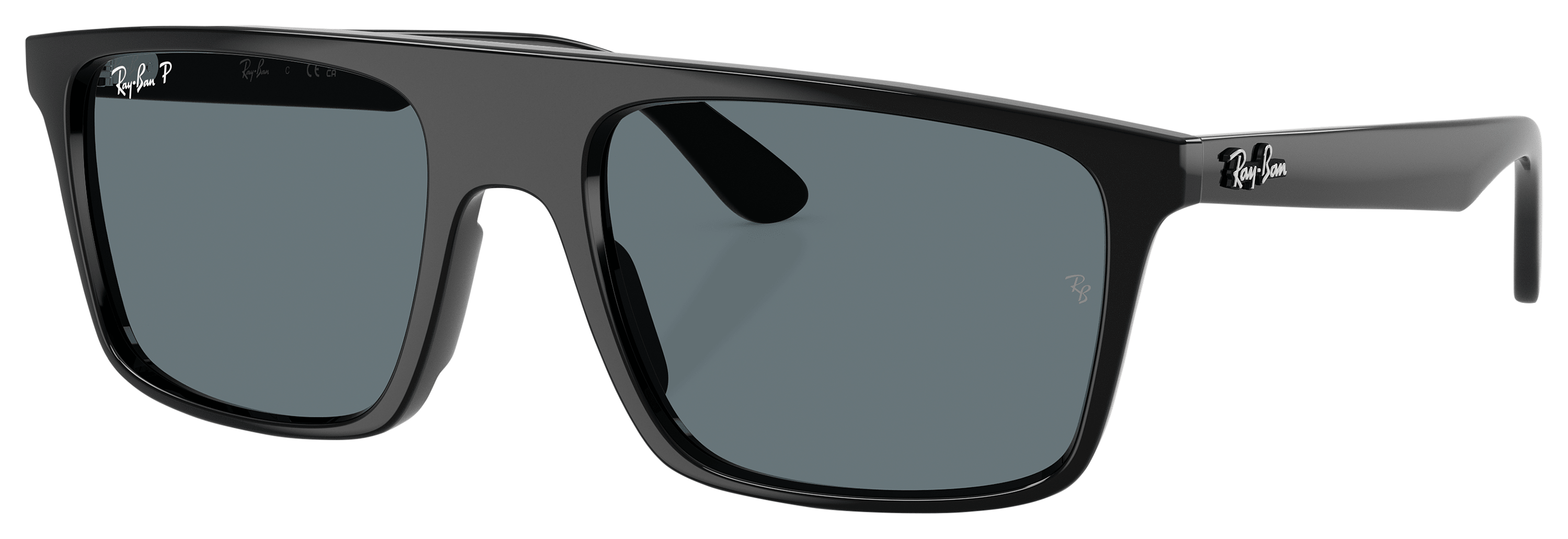 Image of Ray-Ban RB2222 Glass Polarized Sunglasses - Polished Black/Dark Blue Classic - X-Large