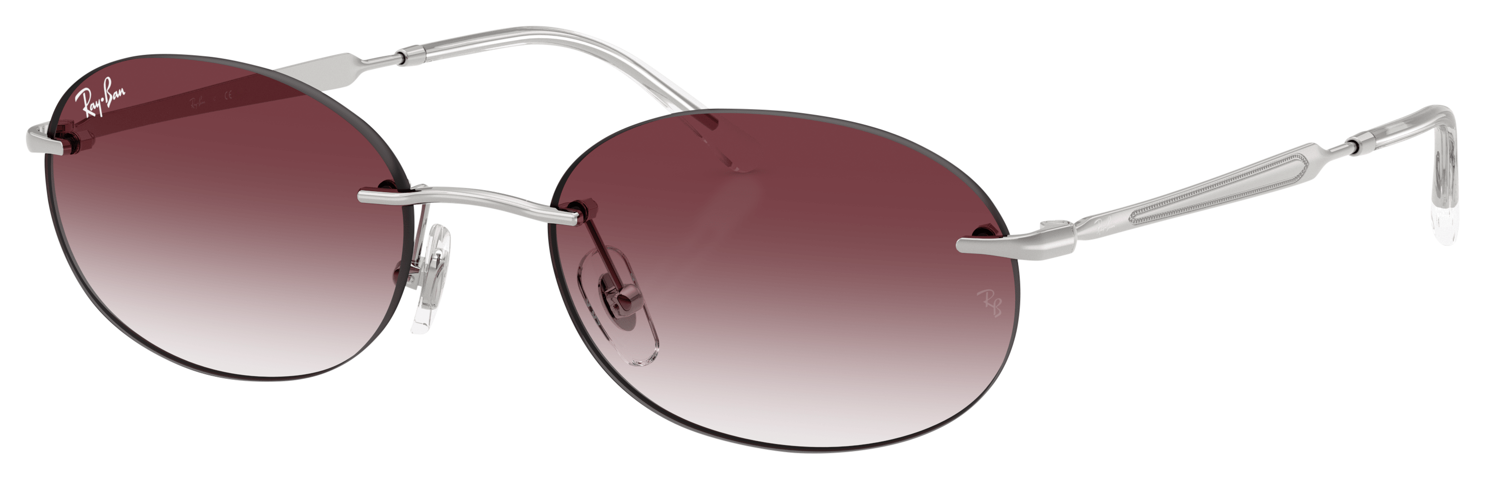 Image of Ray-Ban RB3767 Gradient Sunglasses - Polished Silver/Clear/Dark Violet Gradient - Small