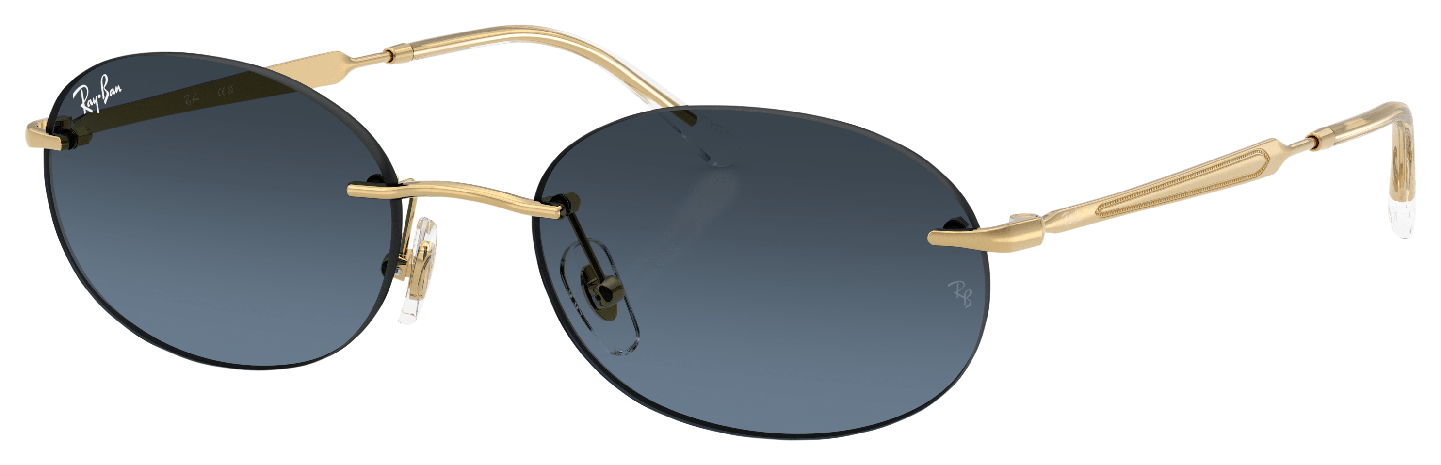 Image of Ray-Ban RB3767 Gradient Sunglasses - Polished Arista Gold/Blue/Dark Gray Gradient - Small