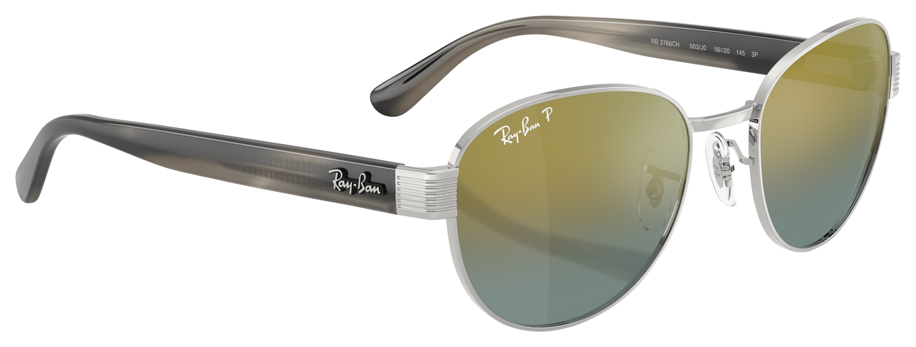 Image of Ray-Ban RB3766CH Chromance Mirror Gradient Glass Polarized Sunglasses - Polished Silver/Gold Gradient Chromance Mirror - M