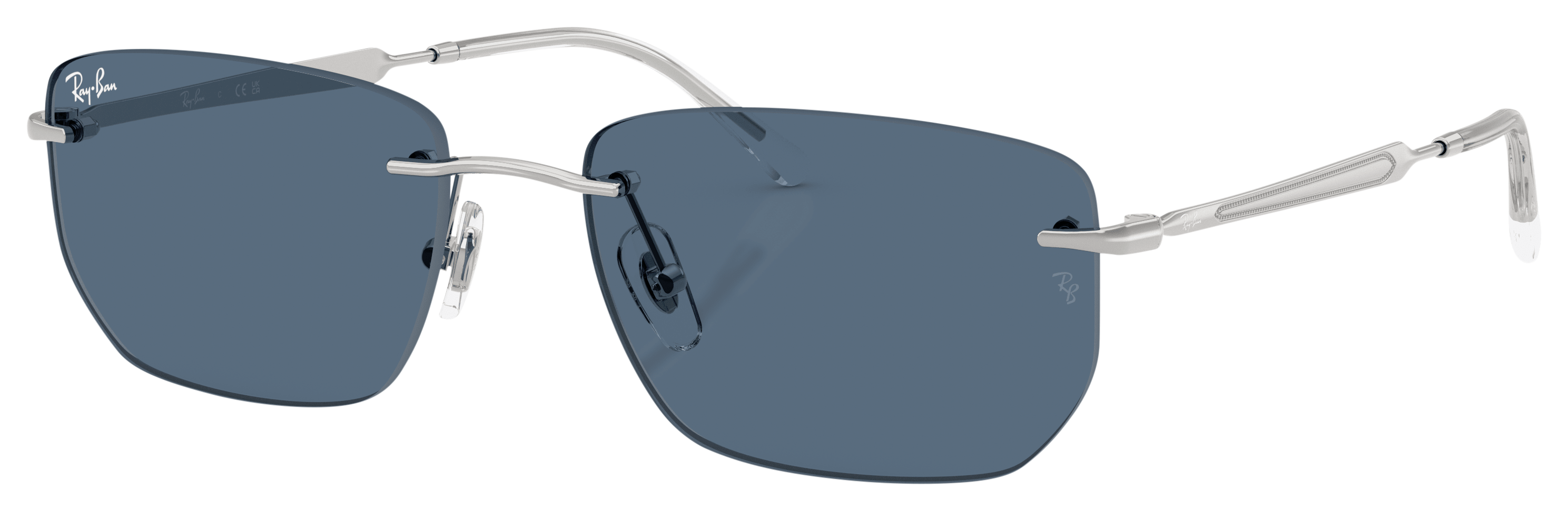 Image of Ray-Ban RB3768 Sunglasses - Polished Silver Gold/Dark Blue Classic