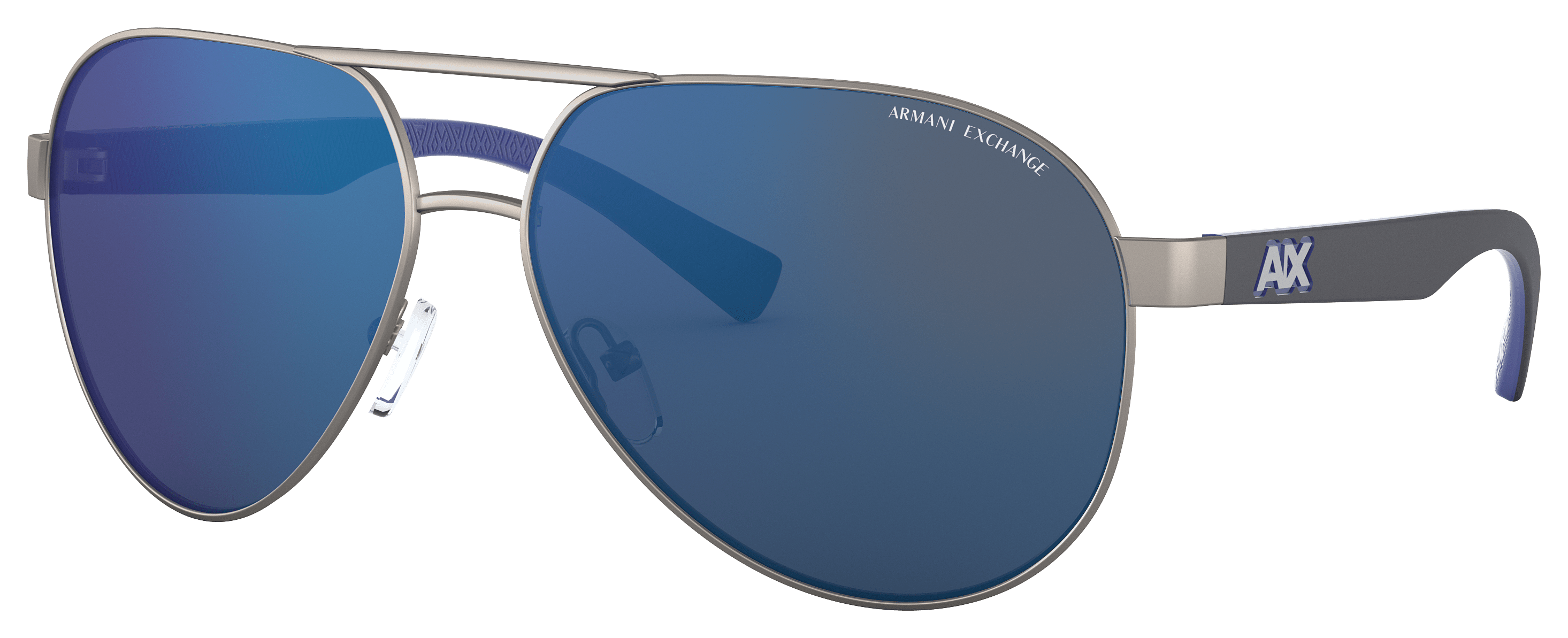 Image of Armani Exchange AX2031S Sunglasses - Matte Gunmetal/Blue Mirror - Large