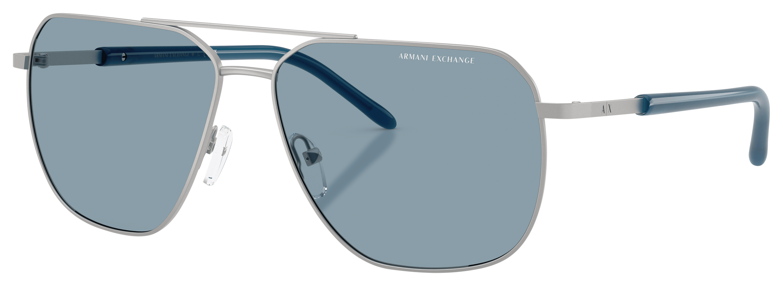 Image of Armani Exchange AX2057S Sunglasses - Matte Silver/Light Blue - Large