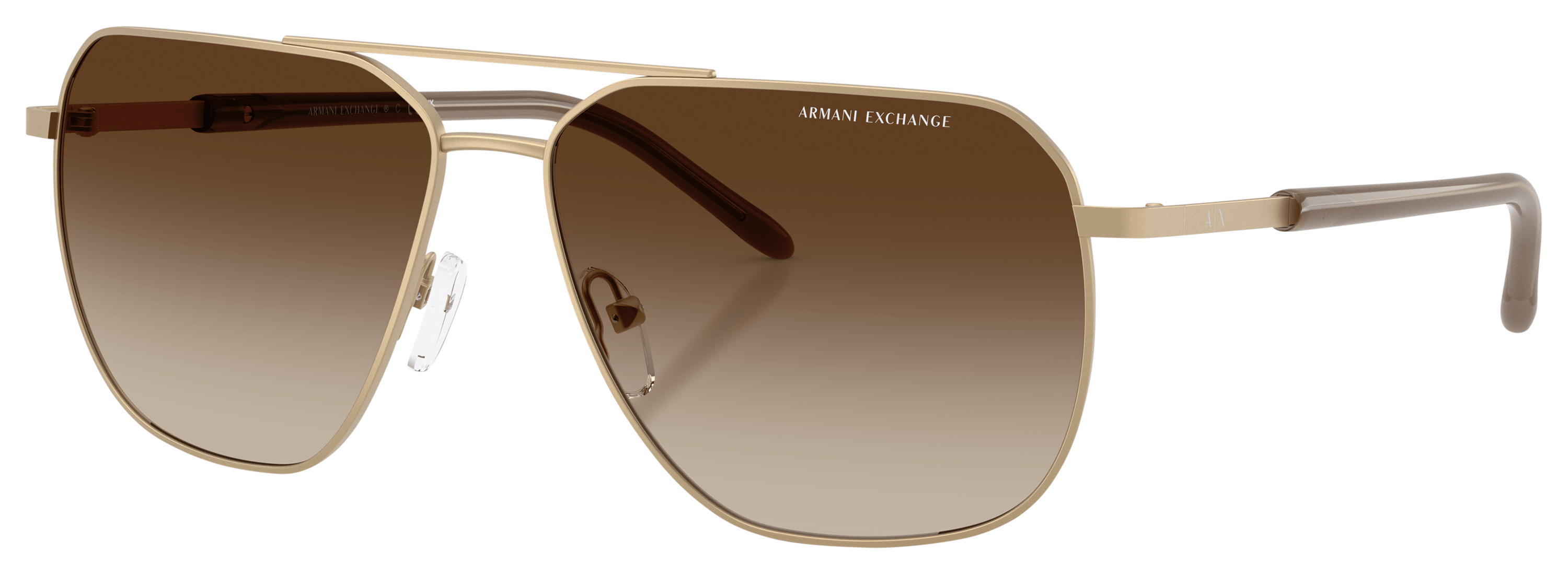 Image of Armani Exchange AX2057S Sunglasses - Matte Pale Gold/Brown Gradient - Large