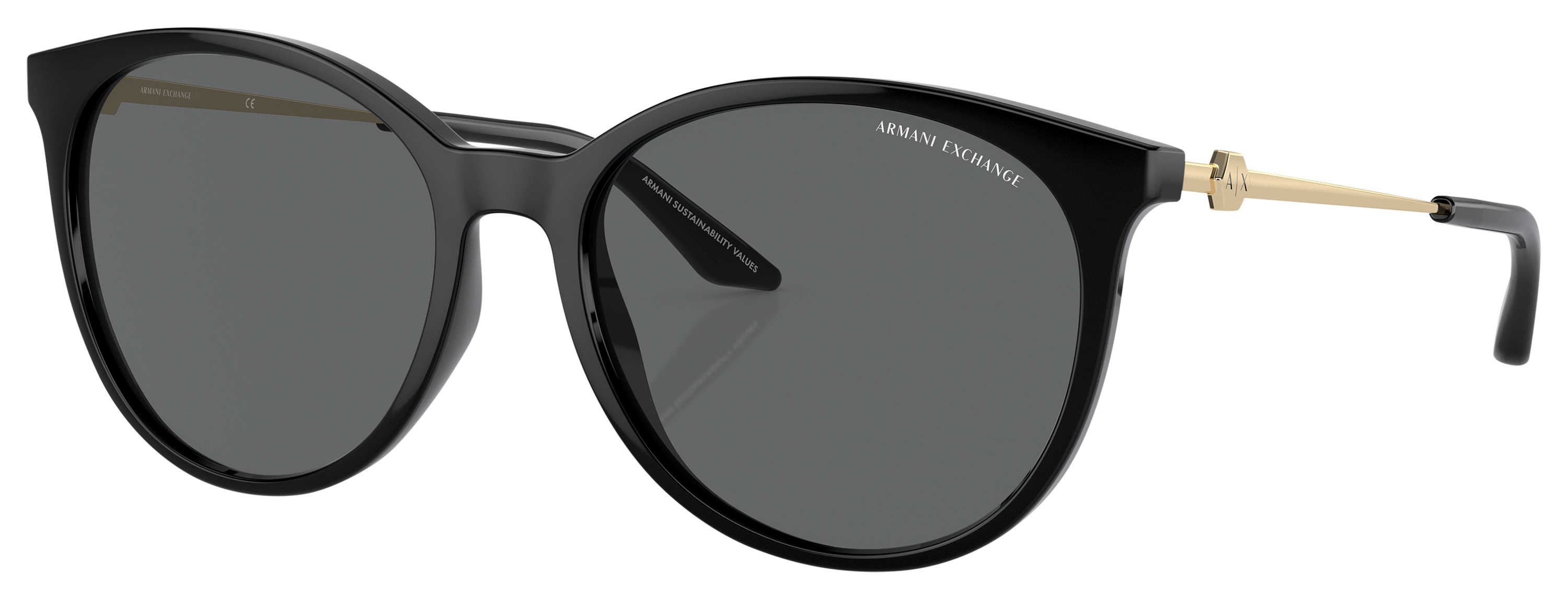 Image of Armani Exchange AX4140S Sunglasses for Ladies - Shiny Black/Dark Gray - Large
