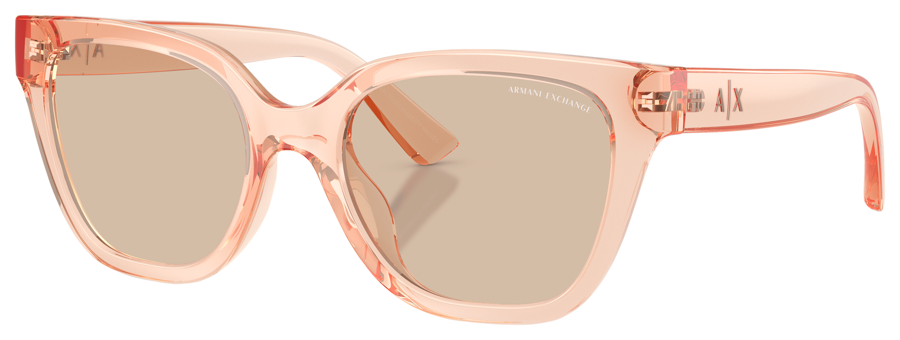 Image of Armani Exchange AX4164SU Sunglasses for Ladies - Transparent Peach/Light Brown - Medium